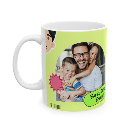 Happy Father's Day Ceramic Mug - Best Dad Ever Coffee Cup, Personalized Gift for Dads, Funny Mug for Him, Birthday Gift, Father's Day - 14052