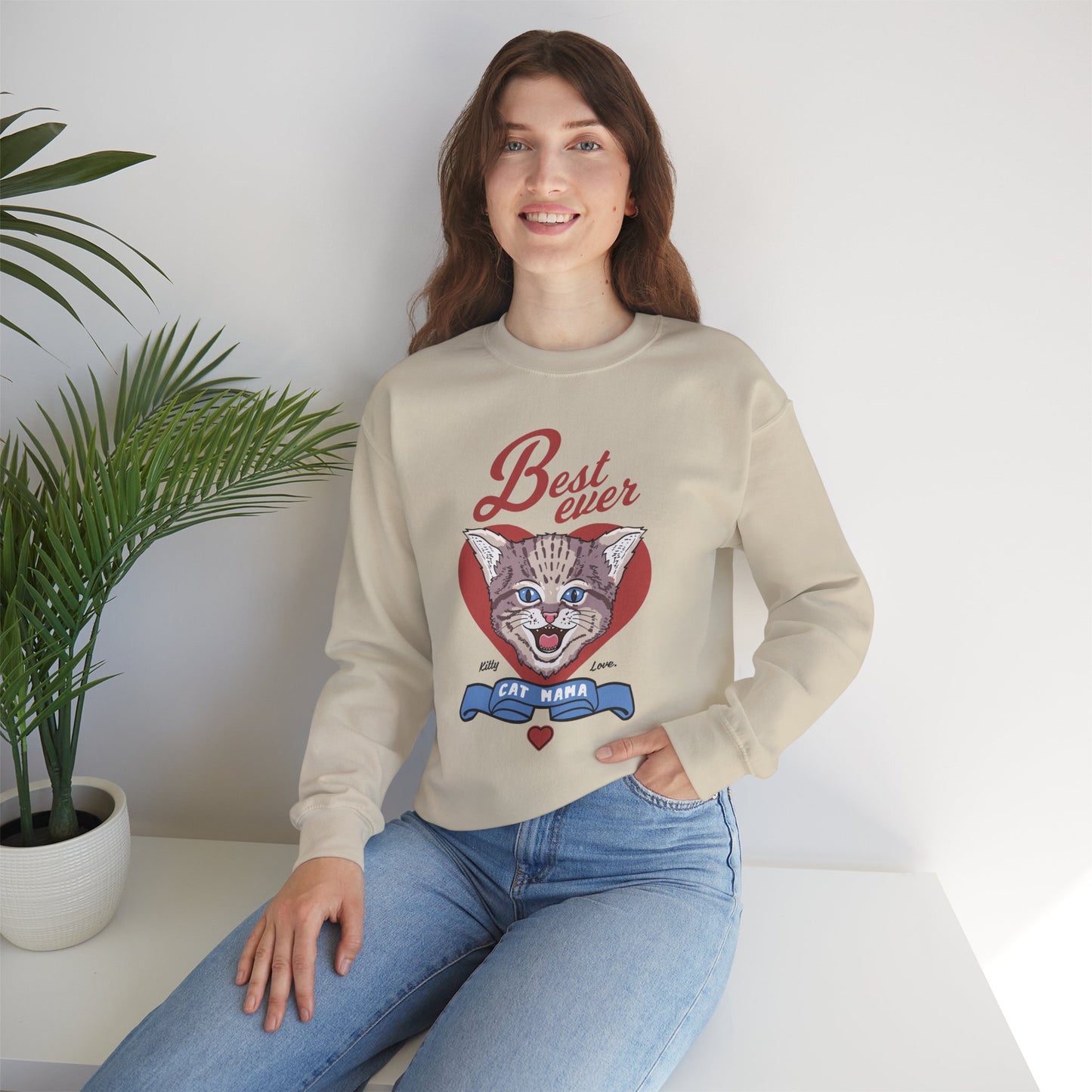 Best Ever Cat Mom - Unisex Heavy Blend™ Crewneck Sweatshirt