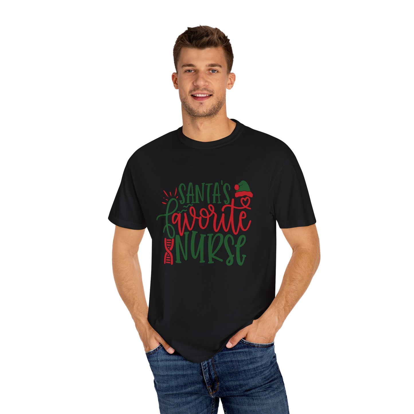 Santa's Favorite Nurse - Unisex Garment-Dyed T-shirt - 10352