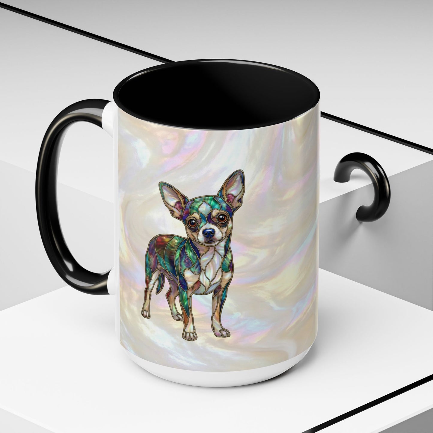 Chihuahua Accent Coffee Mug -Stained Glass Style (11/15oz) - 14625