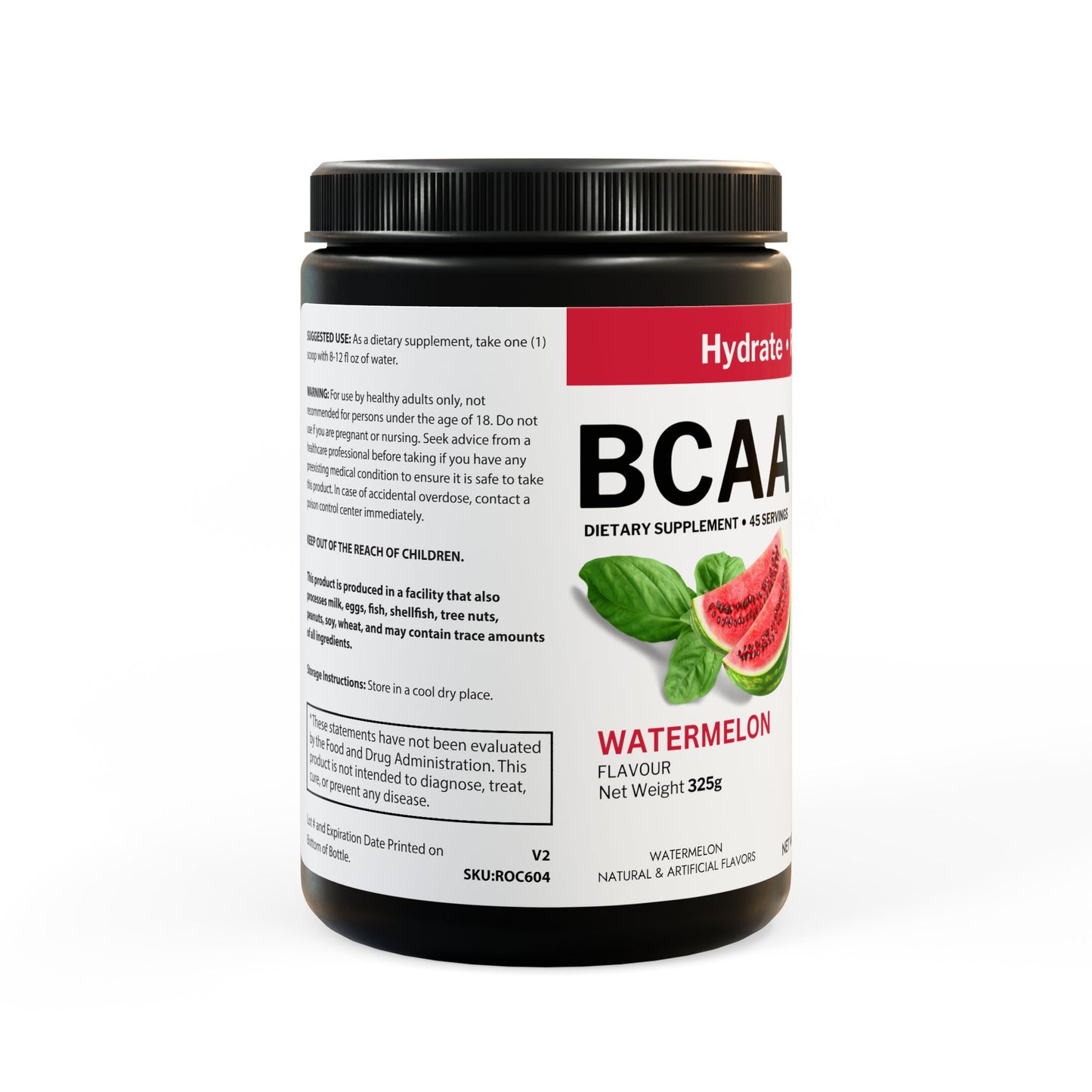 BCAA Supplement, Watermelon (325g, 11.46oz, 45 servings)