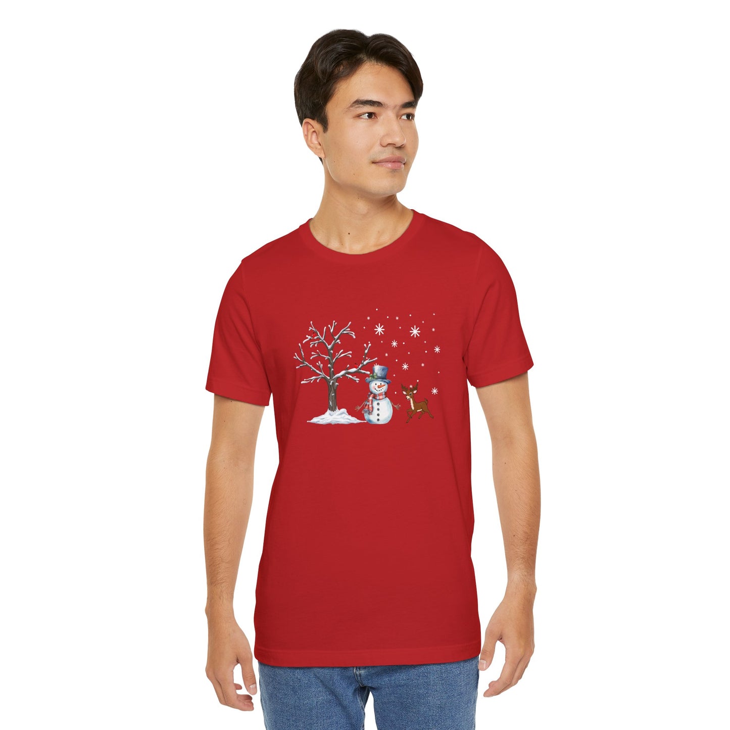 Snowman with Twinkle - Unisex Jersey Short Sleeve Tee