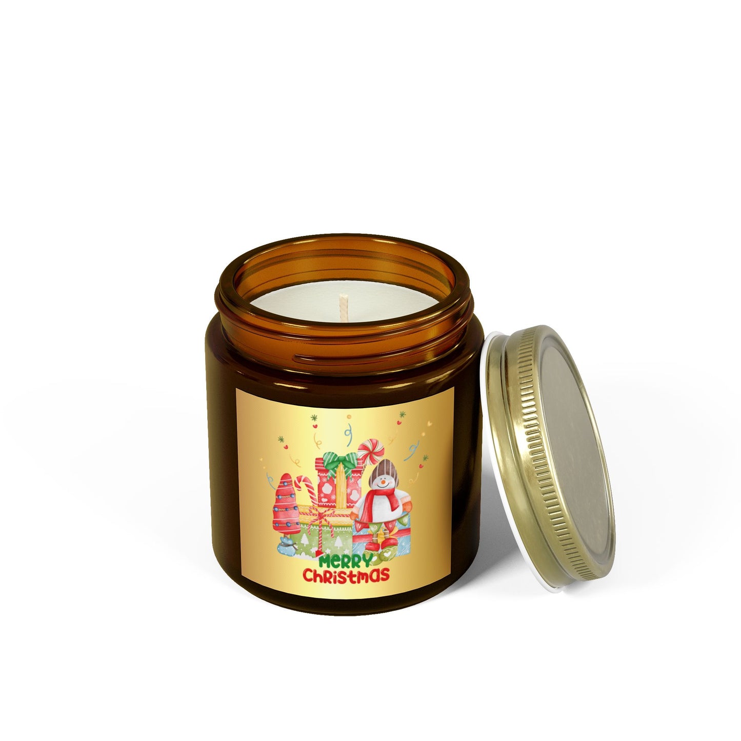 Merry Christmas  - Scented Candles, Coconut Apricot Wax (4oz, 9oz) - 10110