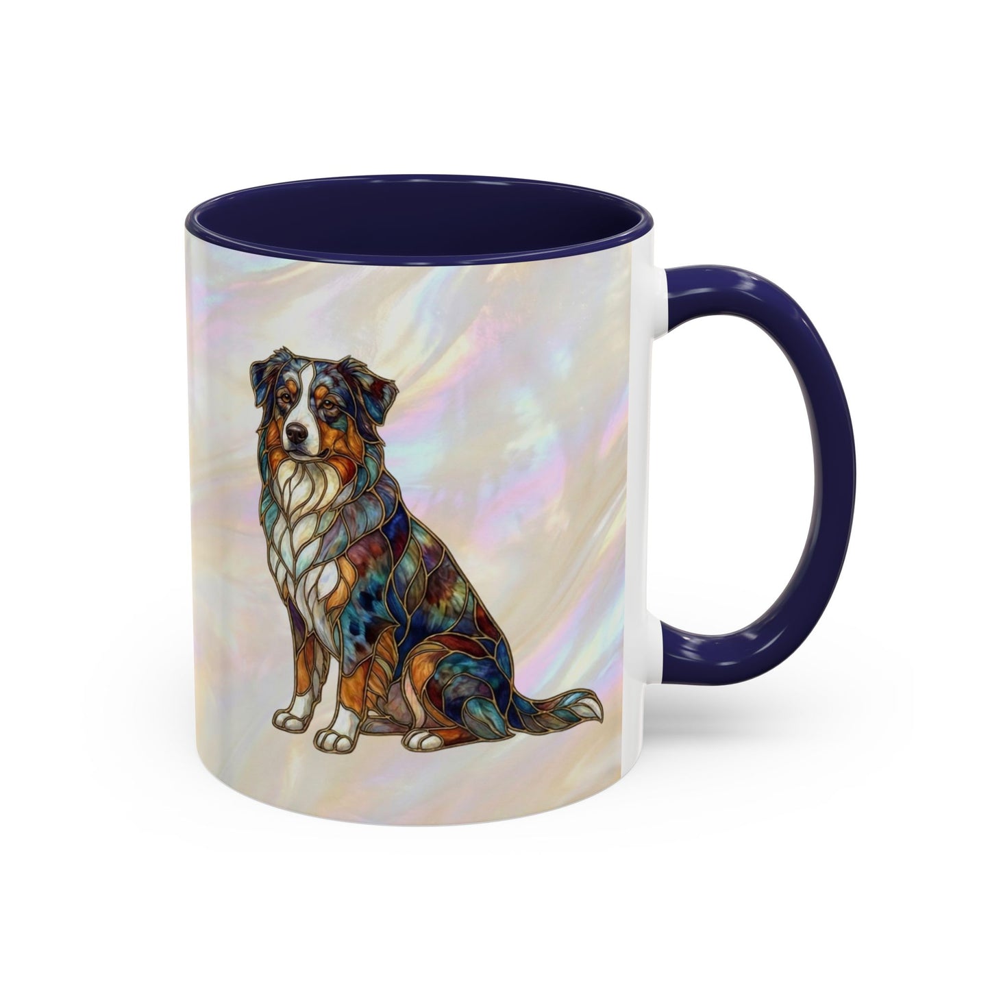 Australian Shepherd Accent Coffee Mug — Stained Glass Design (11/15oz) -14614