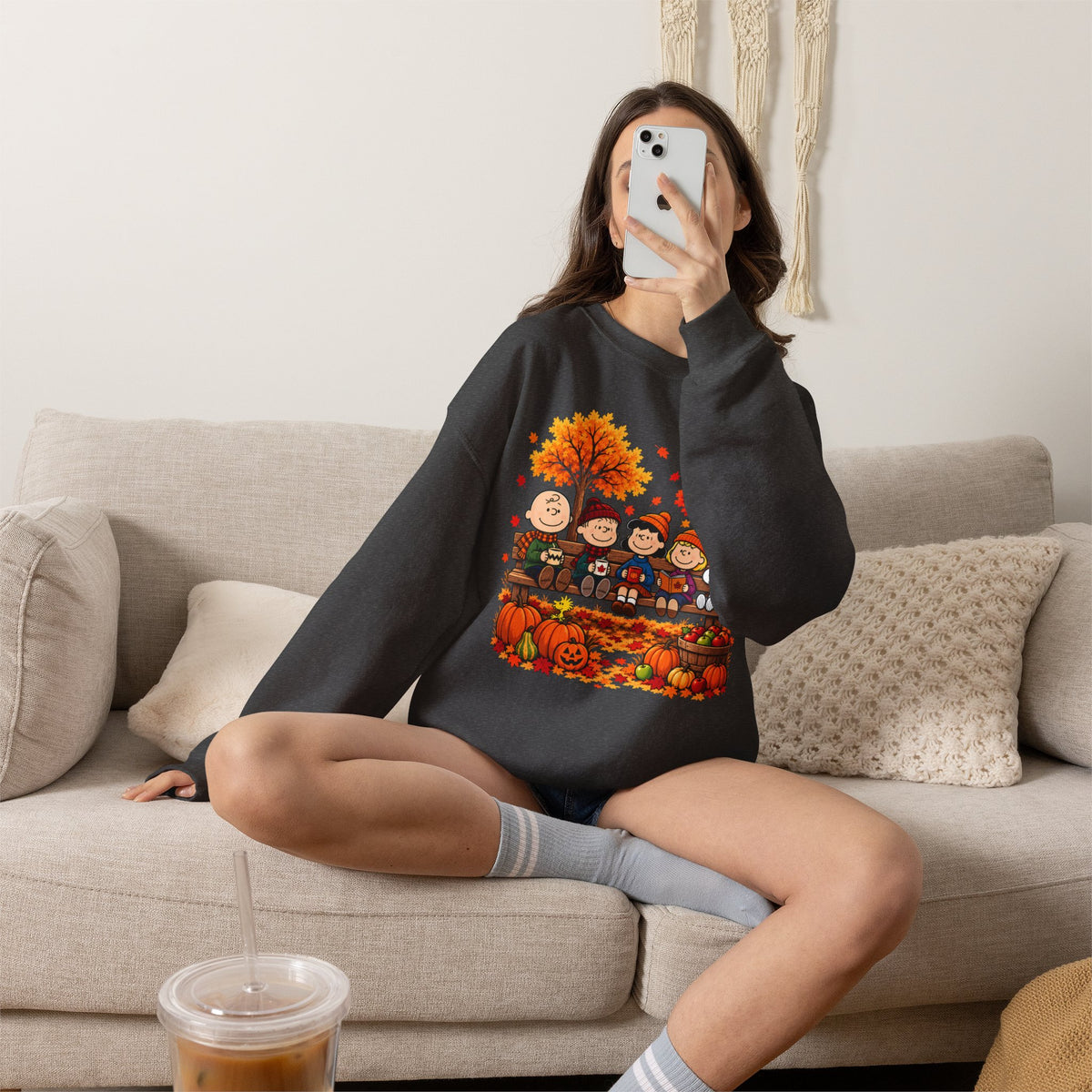 Fall Friends Crewneck Sweatshirt, Cute Autumn Pumpkin Patch Design - 14999