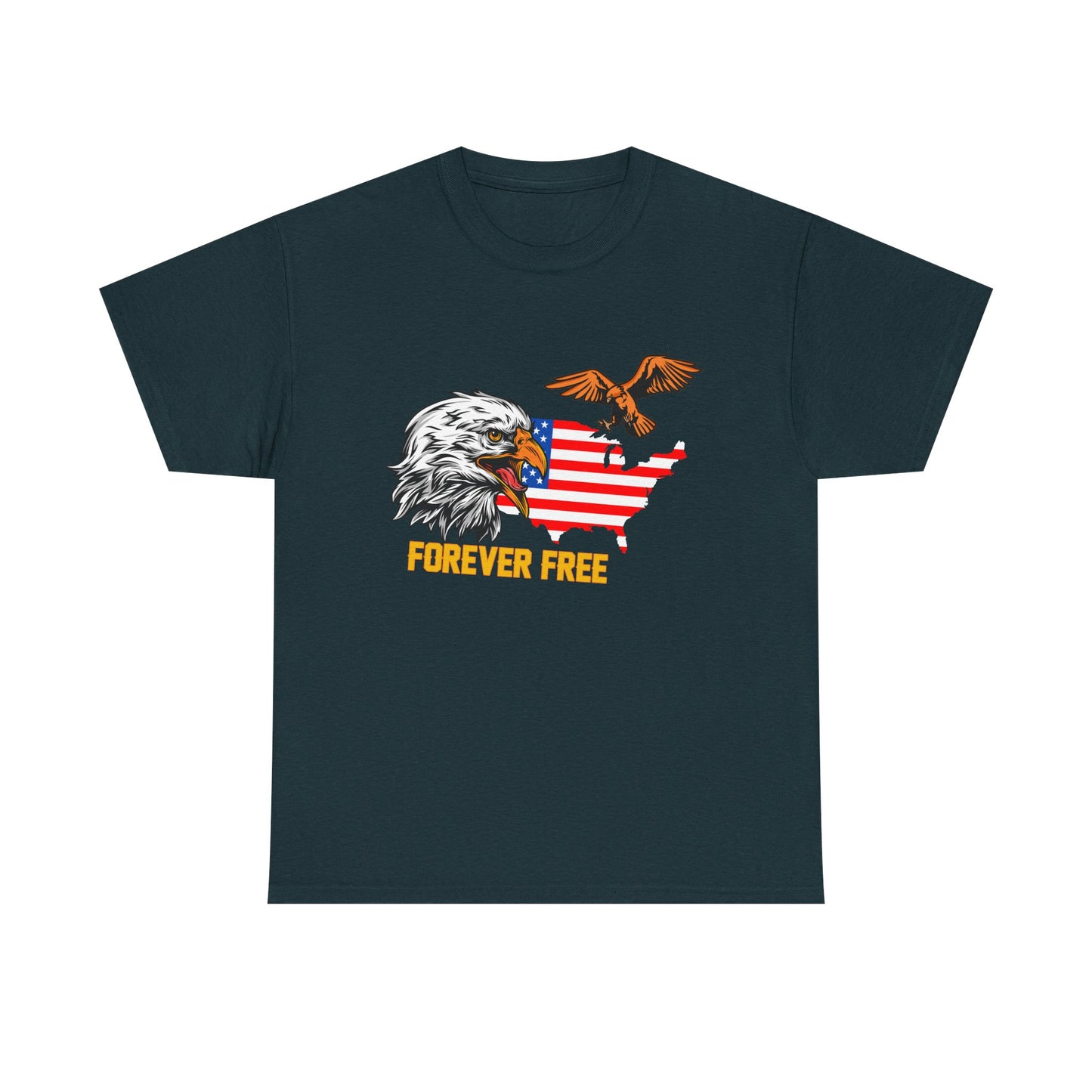 Unisex Heavy Cotton Tee with "Forever Free" Design - Perfect for Patriotic Events, July 4th Celebrations, Gifts, Summer Wear, Casual Outfits - 13692