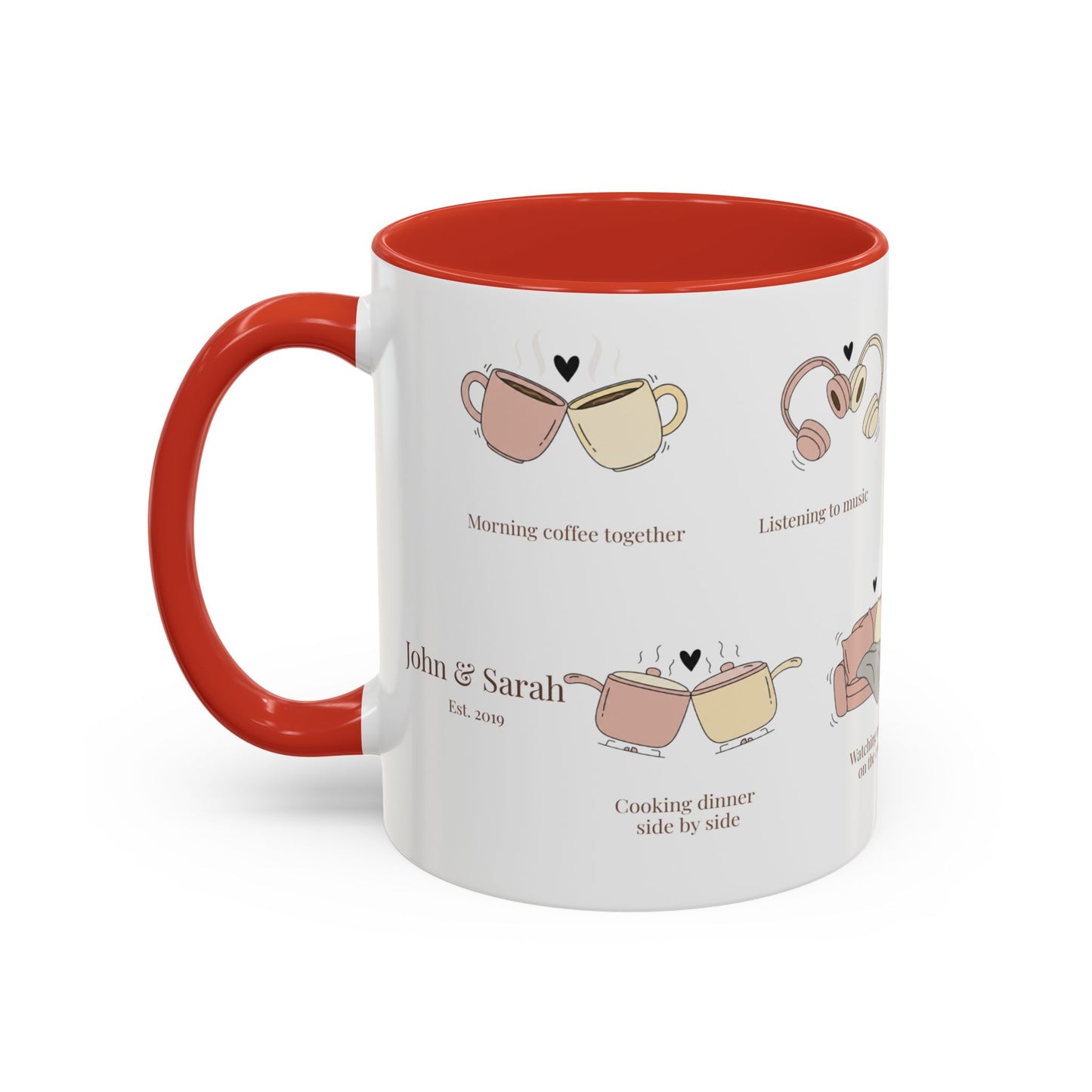 Our Favorite Things to Do Valentine’s Mug – Cozy Couples Illustrated Accent Coffee Mug - 14702