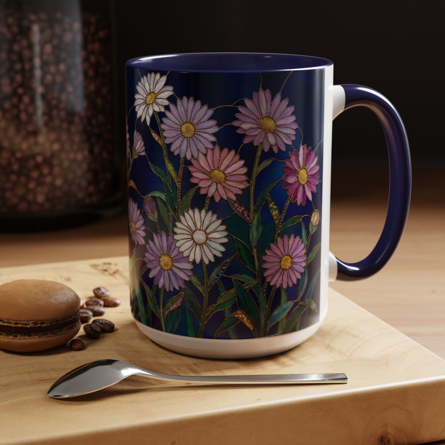 Aster Flower Coffee Mug — Stained Glass Design 11/15oz - 14553