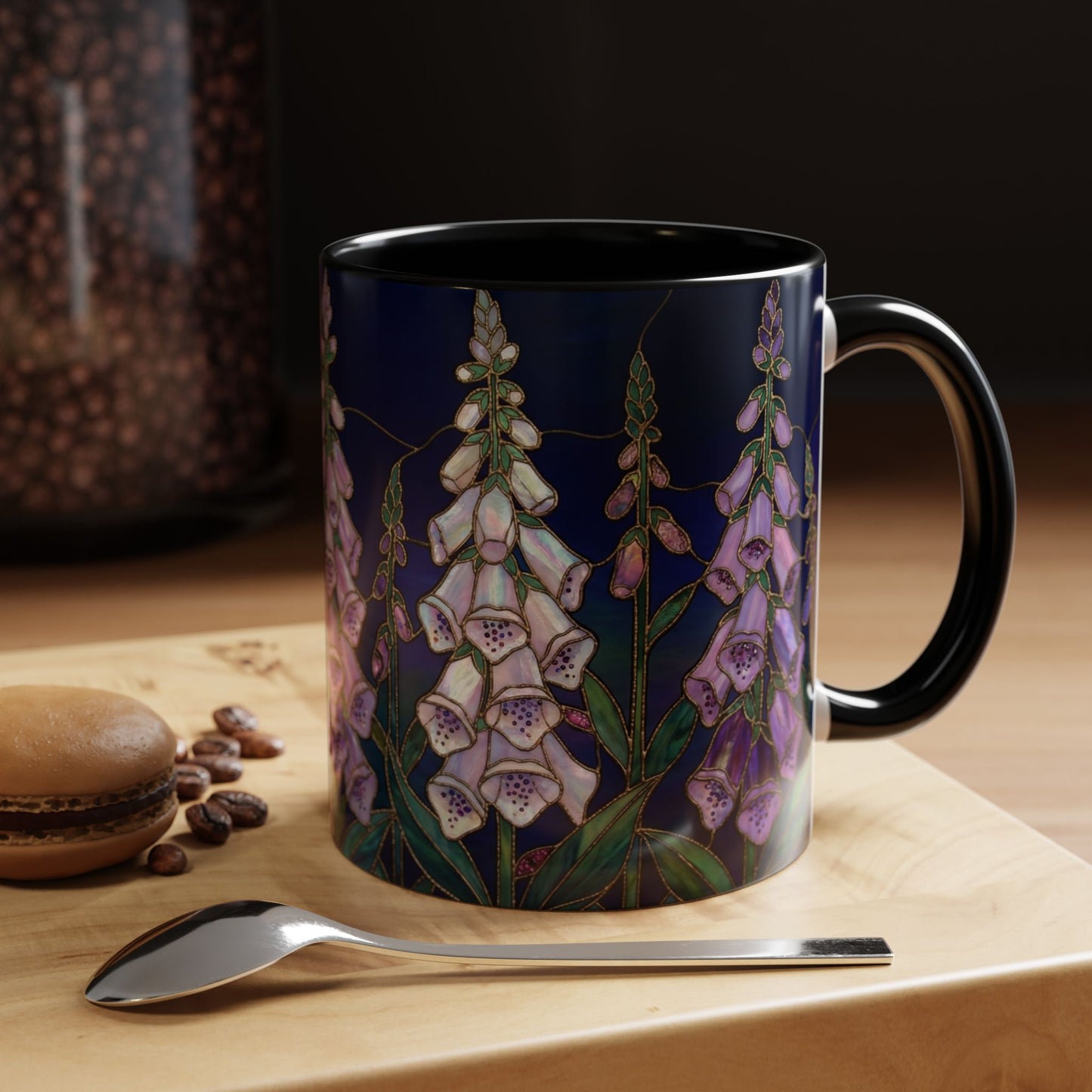 Foxglove Floral Coffee Mug — Stained Glass Design (11/15oz) - 14565