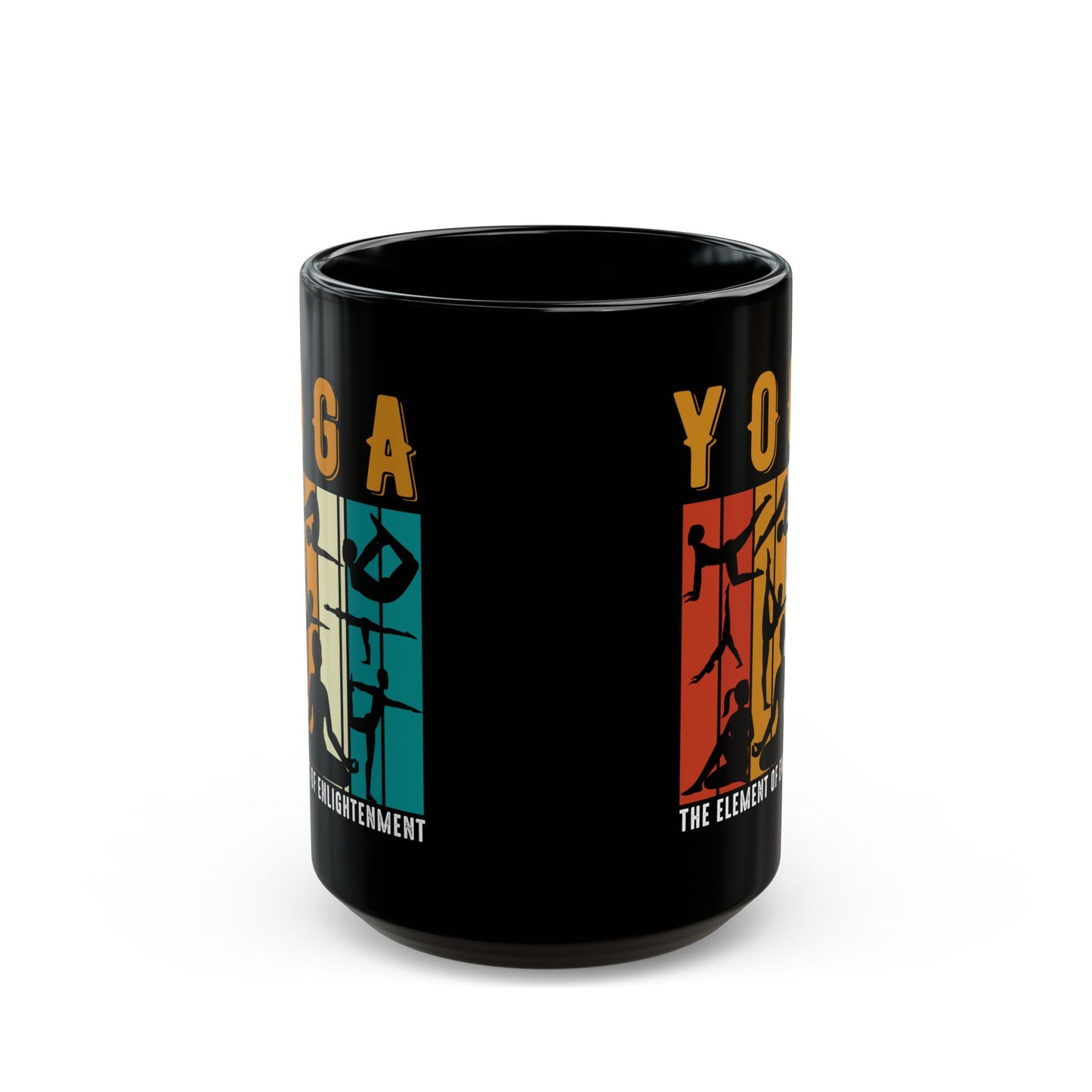 Yoga - Element of Enlightenment Black Mug for Mindful Sipping, Meditation Gift, Yogini Coffee Cup - 13168
