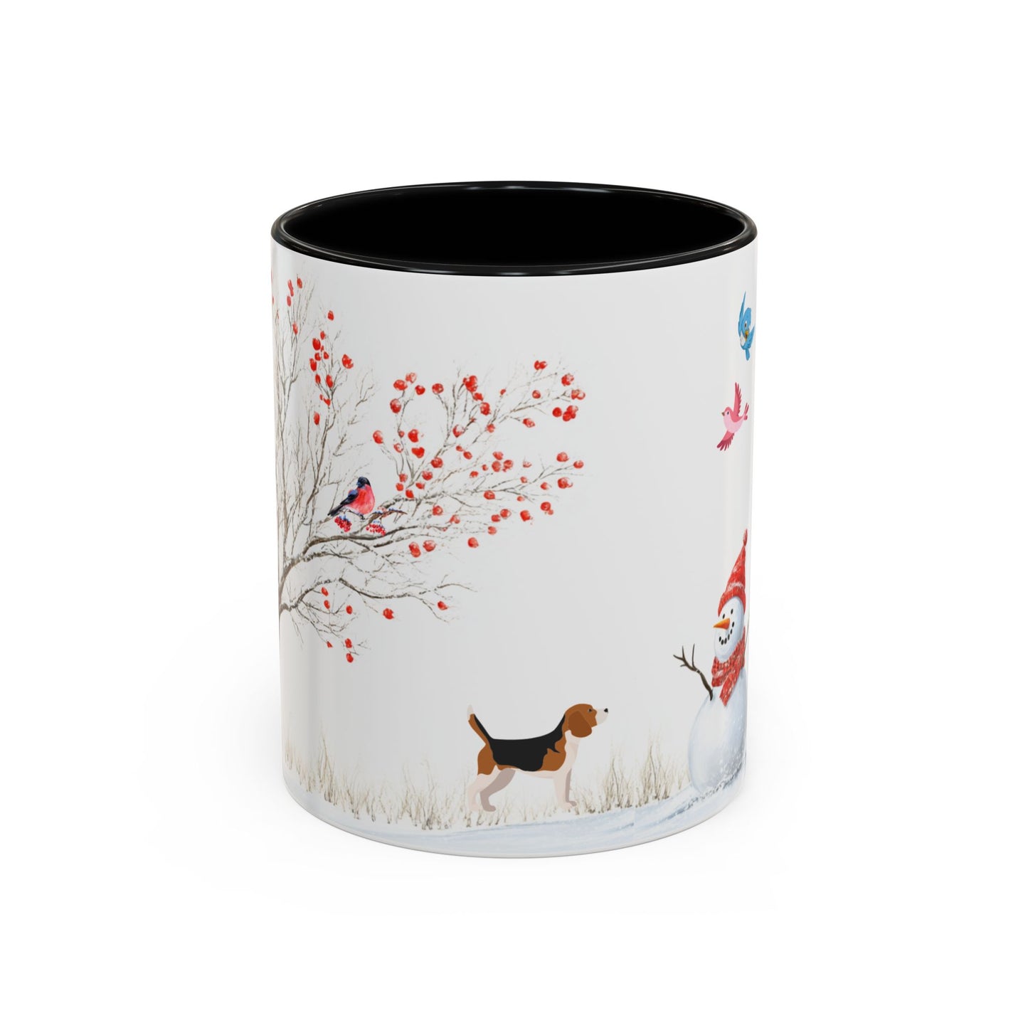 Winter Tree, Snowman & Puppy - Accent Coffee Mug (11, 15oz) - 10406