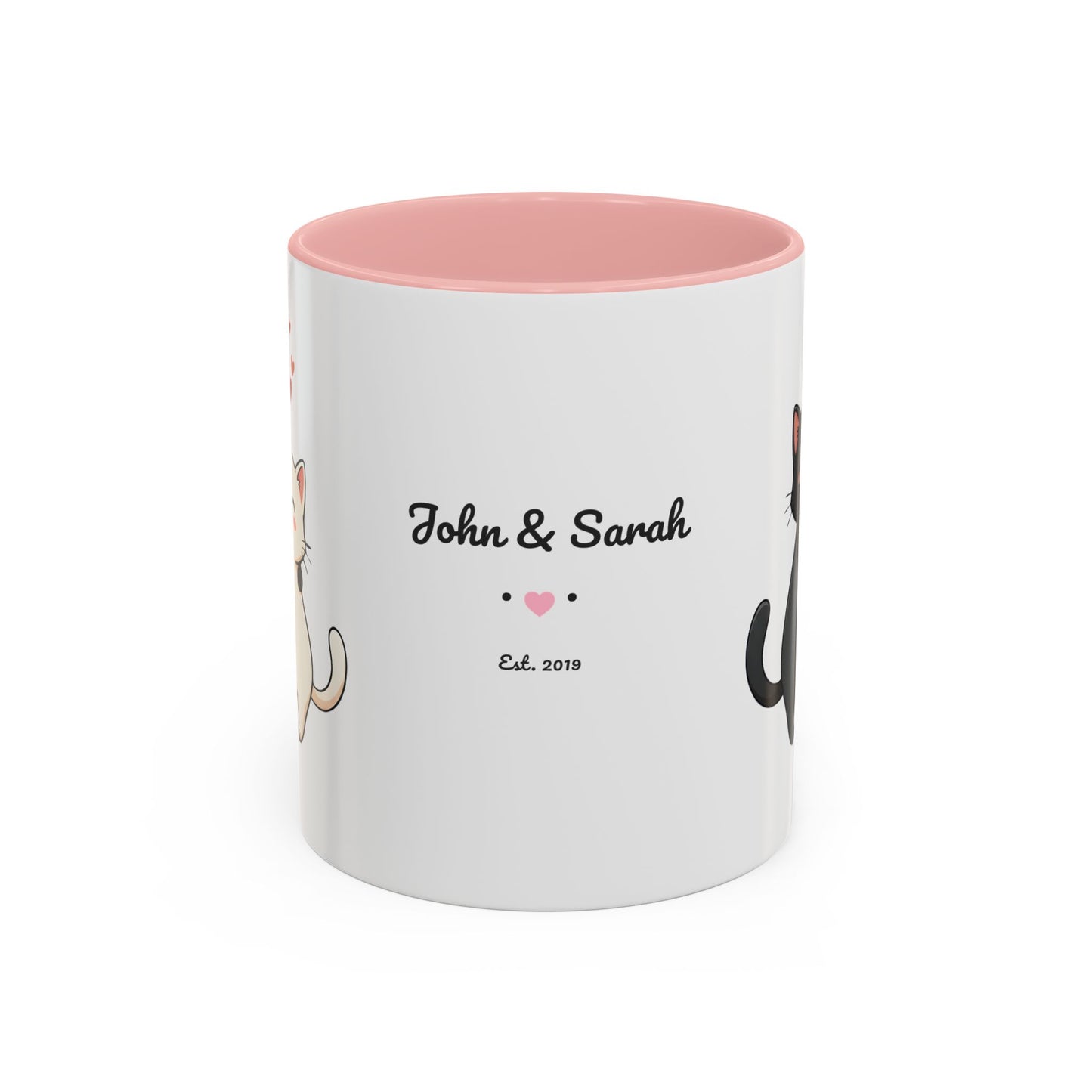 Cute Cats Personalized Mug — Custom Names & Established Date | Couple Valentine Gift (11oz / 15oz) - 14752