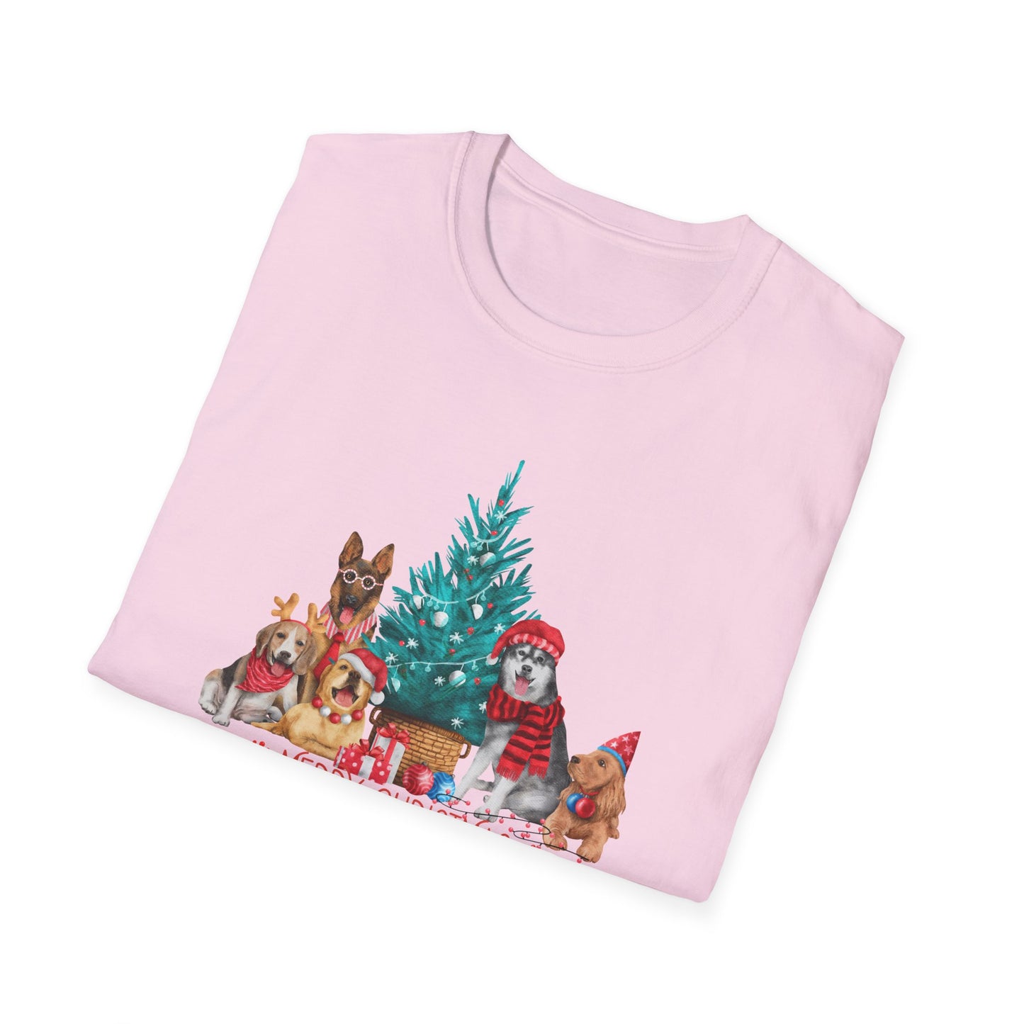 Dogs, Merry Christmas - Unisex Softstyle T-Shirt - 10281