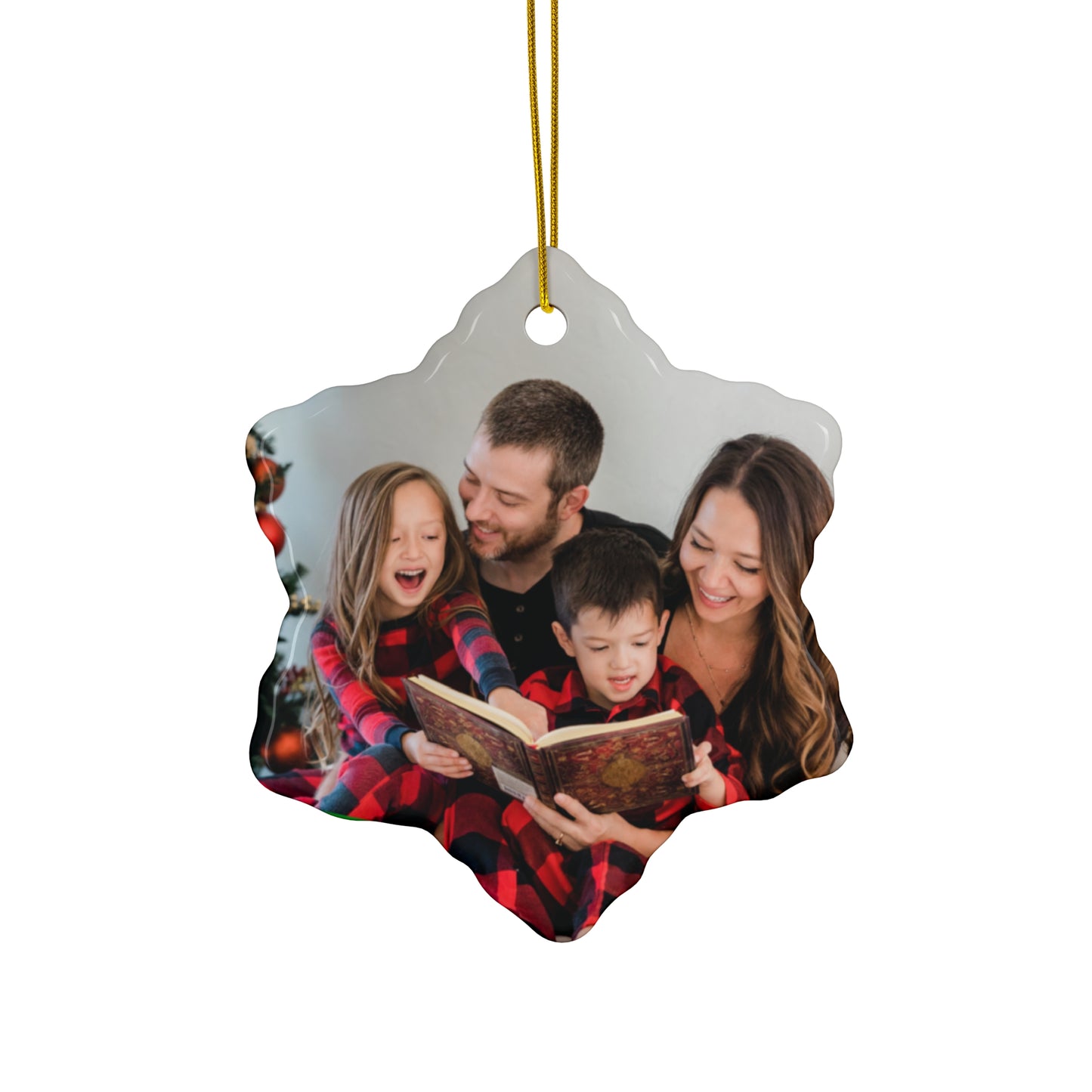 Christmas, Family Photo - Ceramic Ornament, 4 Shapes