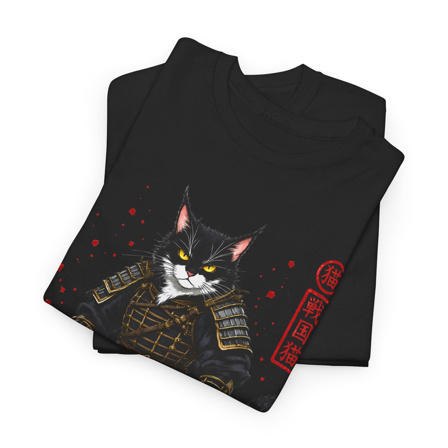 Samurai Cat T-Shirt – Japanese Warrior Cat Graphic Tee, Anime Samurai Cat Shirt, Japanese Streetwear Gift - 14913