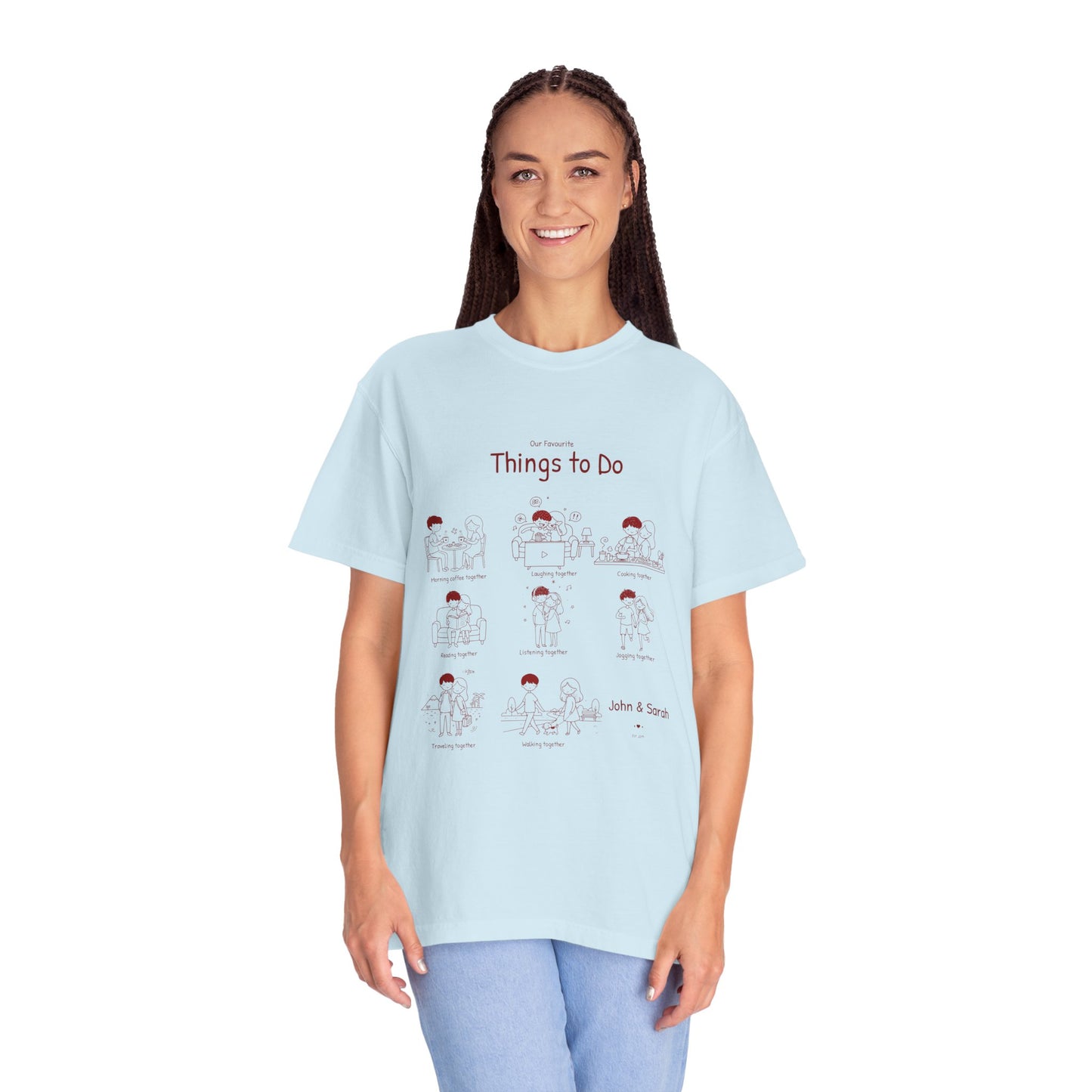 Our Favourite Things to Do Together – Personalised Valentine’s Illustration T-Shirt Gift - 14724