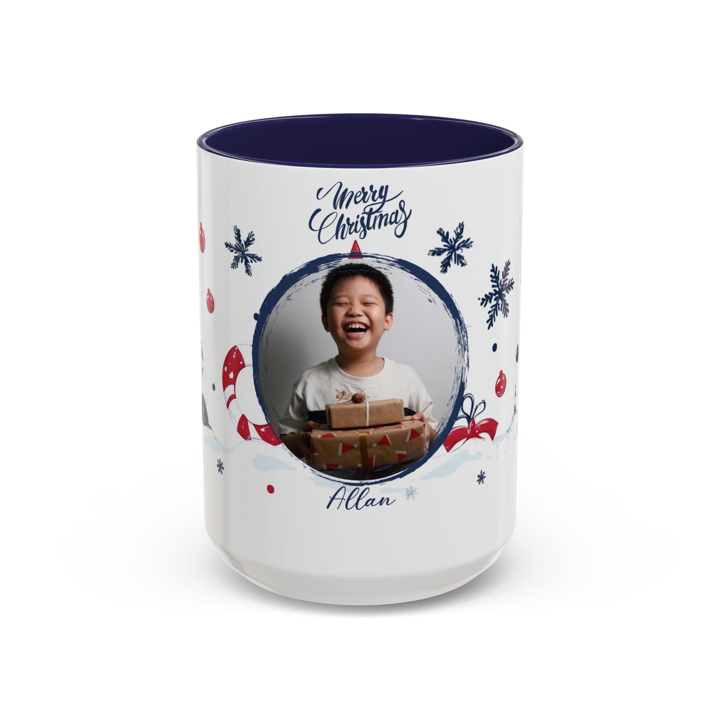 Allan, Merry Christmas, For Boys, Customizable - Accent Coffee Mug (11, 15oz) - 10145