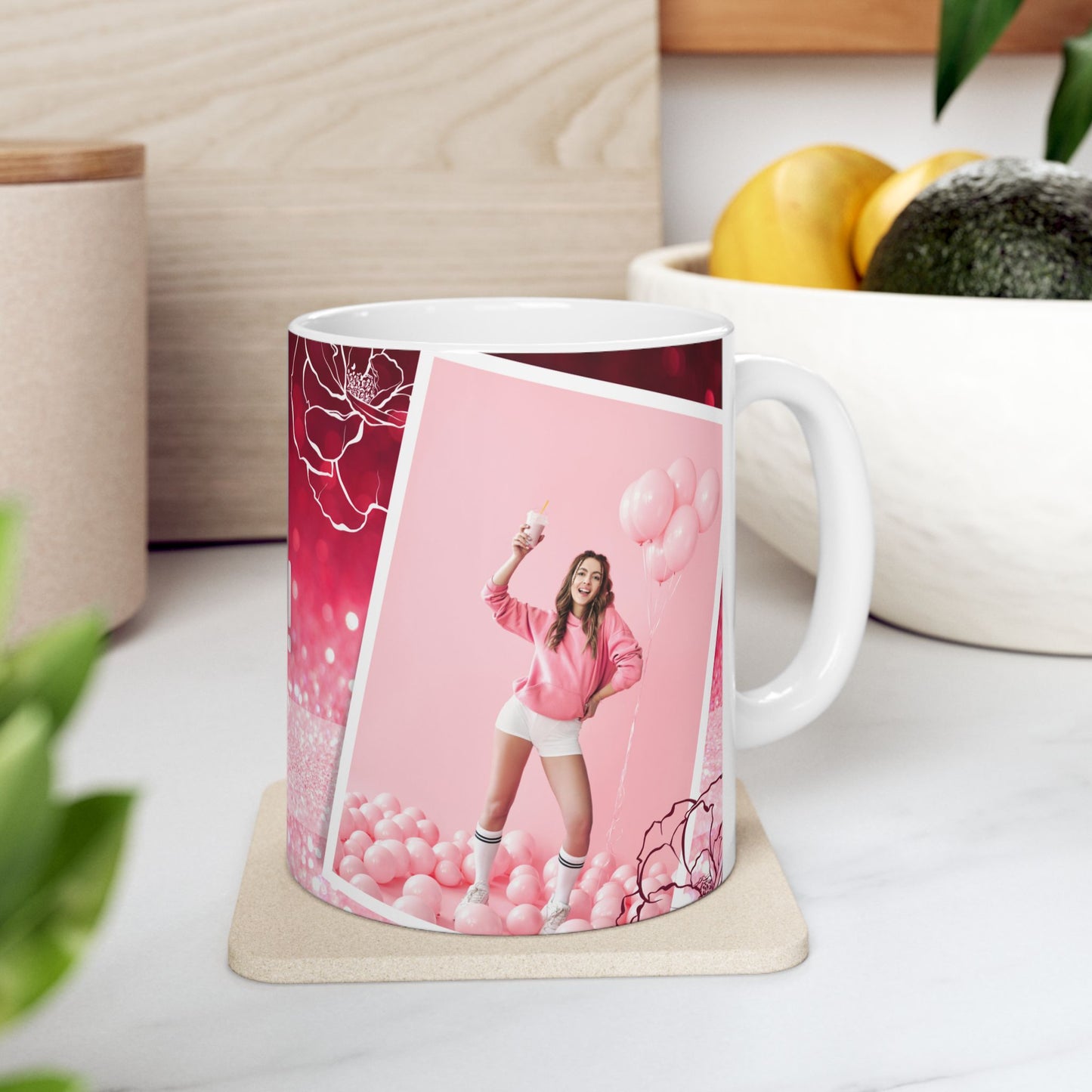 Happy Birthday Ceramic Mug | Personalized Gift for Friends | Celebration Cup | Best Friend Birthday Mug | Pink Sparkle Design - 13991