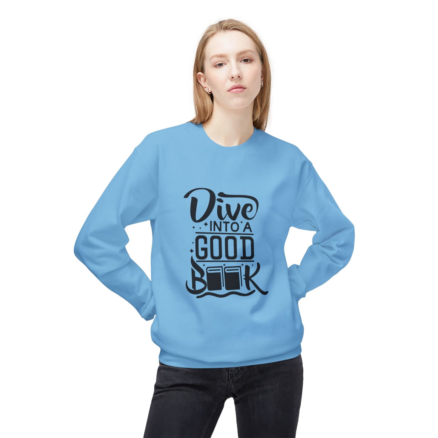 Dive Into A Good Book - Unisex Midweight Softstyle Fleece Crewneck Sweatshirt - 10694