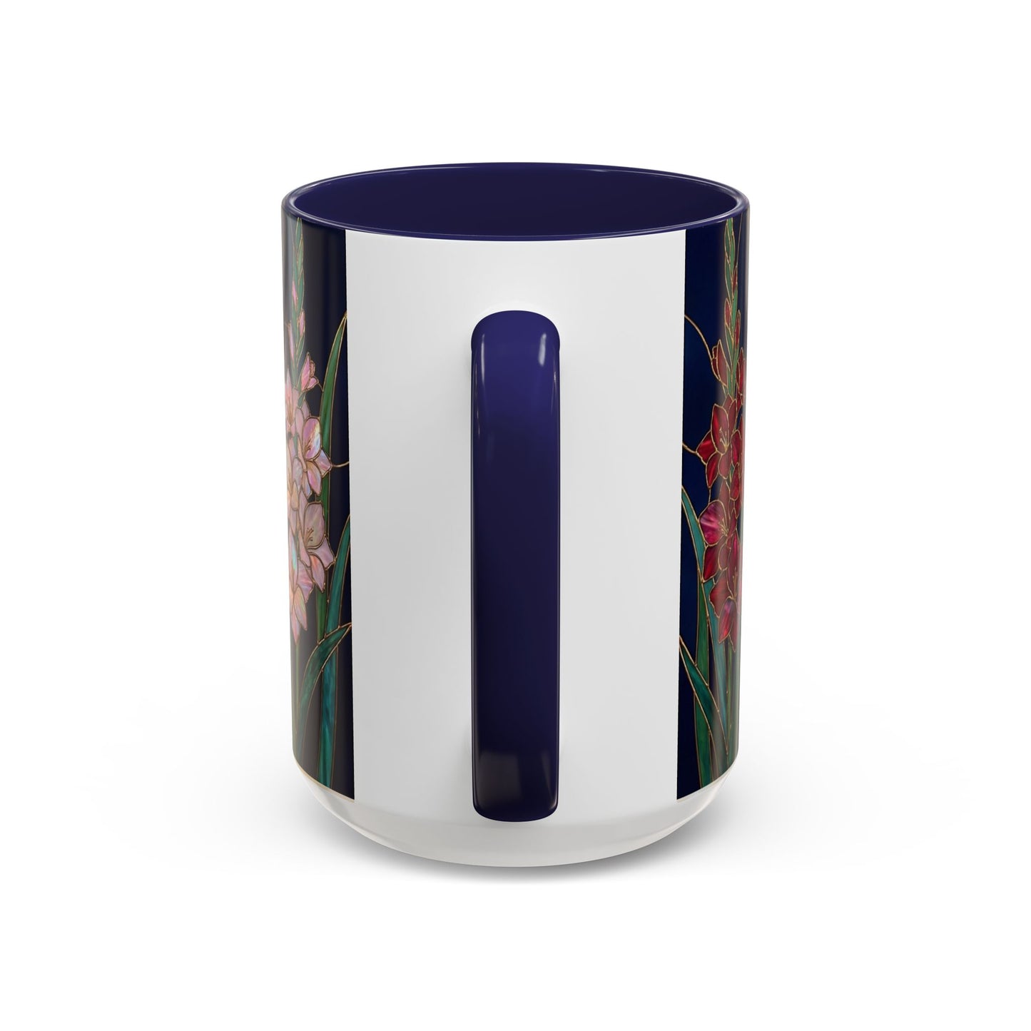 Gladiolus Floral Accent Coffee Mug — Stained Glass Design (11/15oz) - 14594
