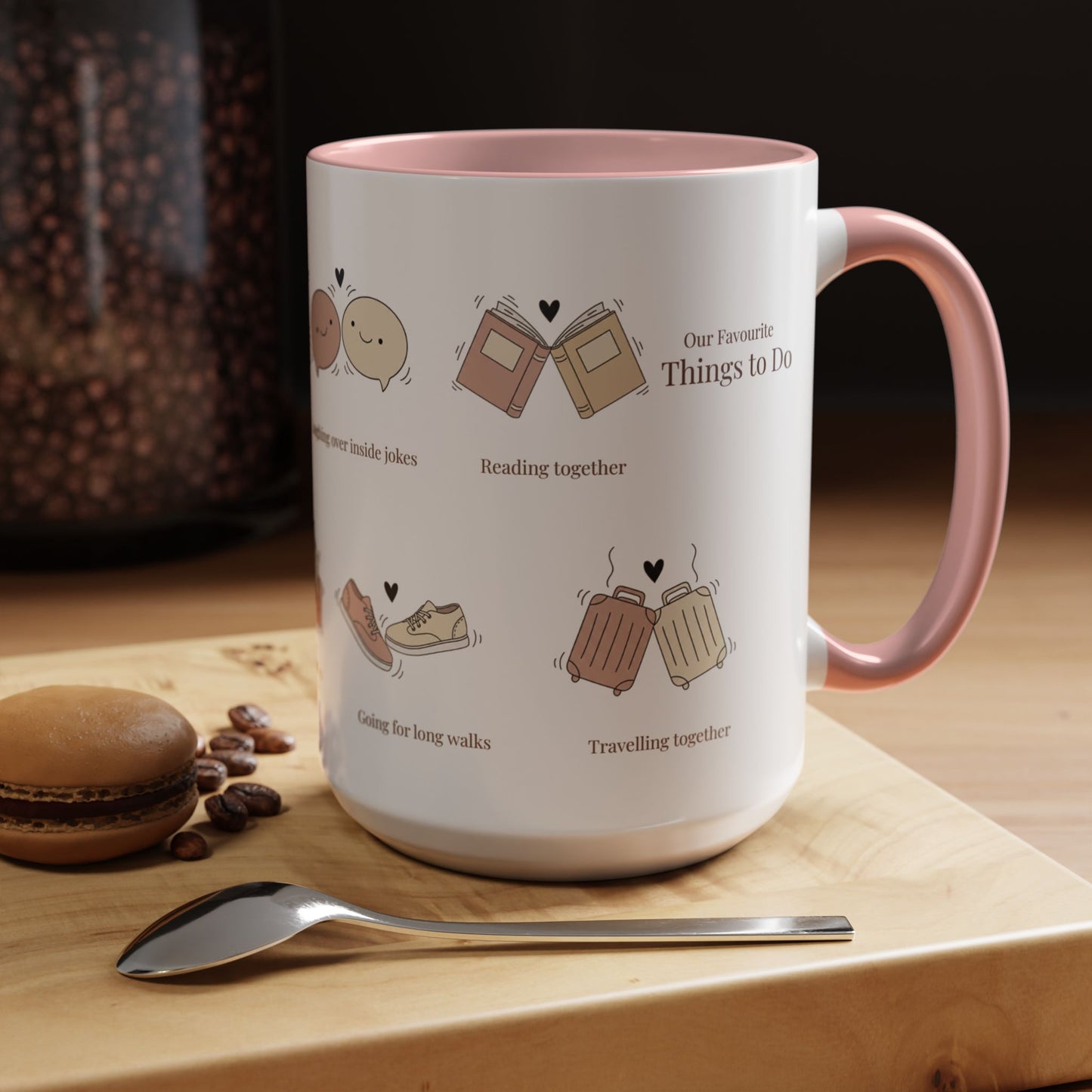 Our Favorite Things to Do Valentine’s Mug – Cozy Couples Illustrated Accent Coffee Mug - 14702