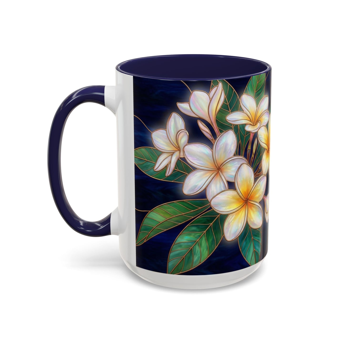 Plumeria Floral Accent Mug —  Stained Glass Design (11/15oz) - 14545