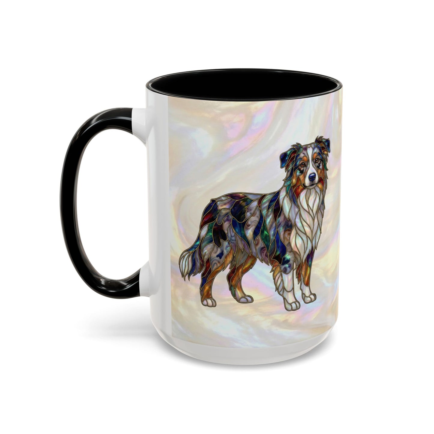 Australian Shepherd Accent Coffee Mug — Stained Glass Design (11/15oz) -14614