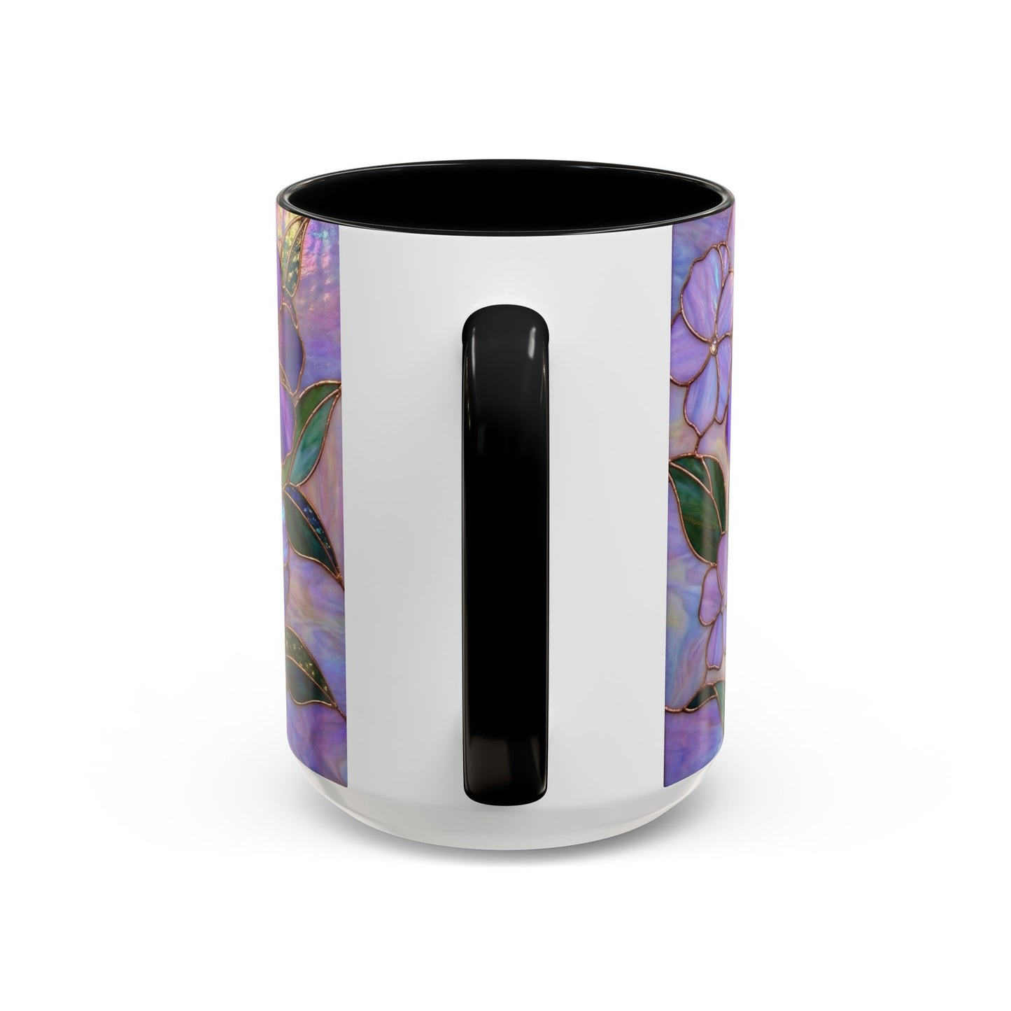 Stained Glass Violet Flowers Accent Coffee Mug, 11/15oz - 14537