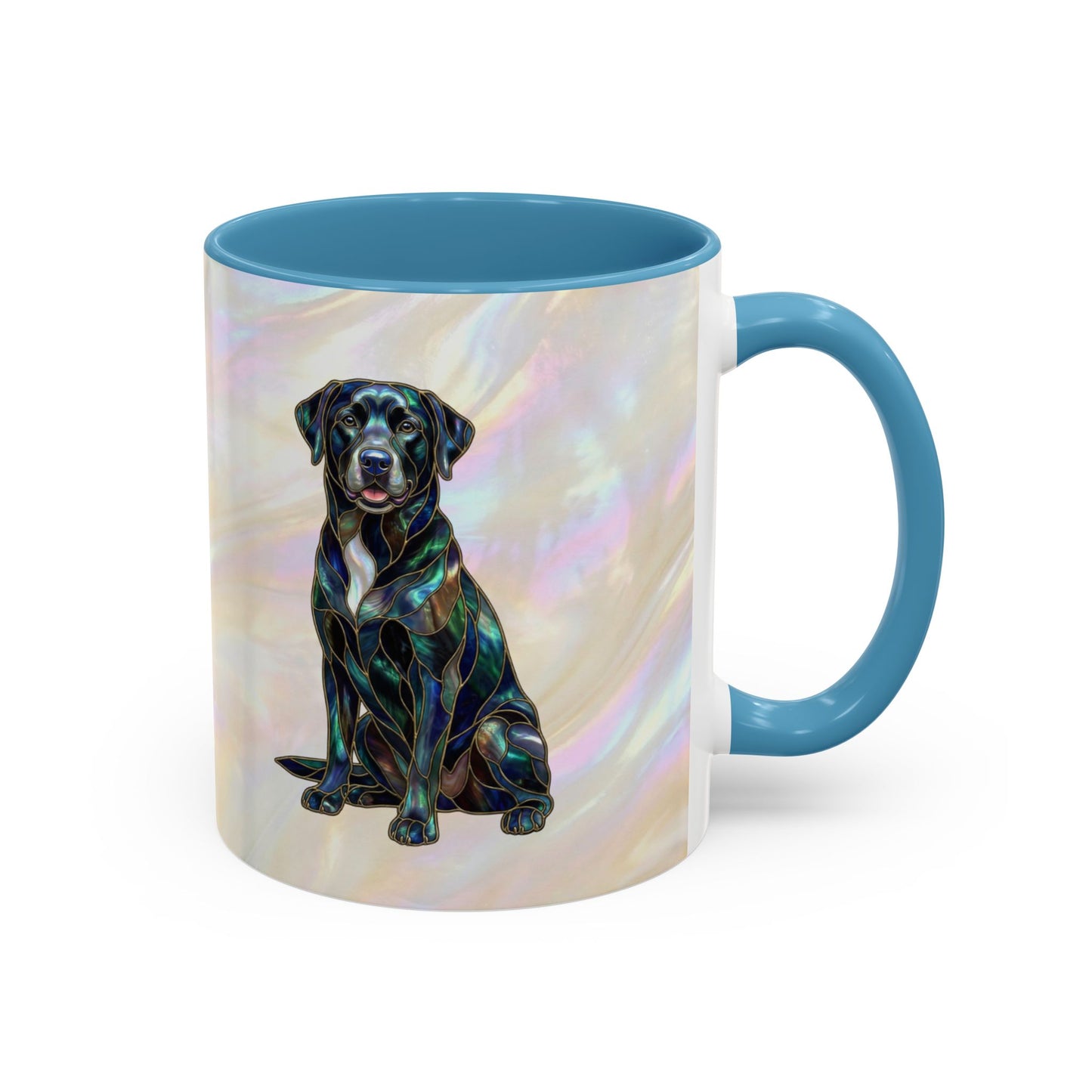 Black Labrador Accent Coffee Mug -Stained Glass Style (11/15oz) 14618