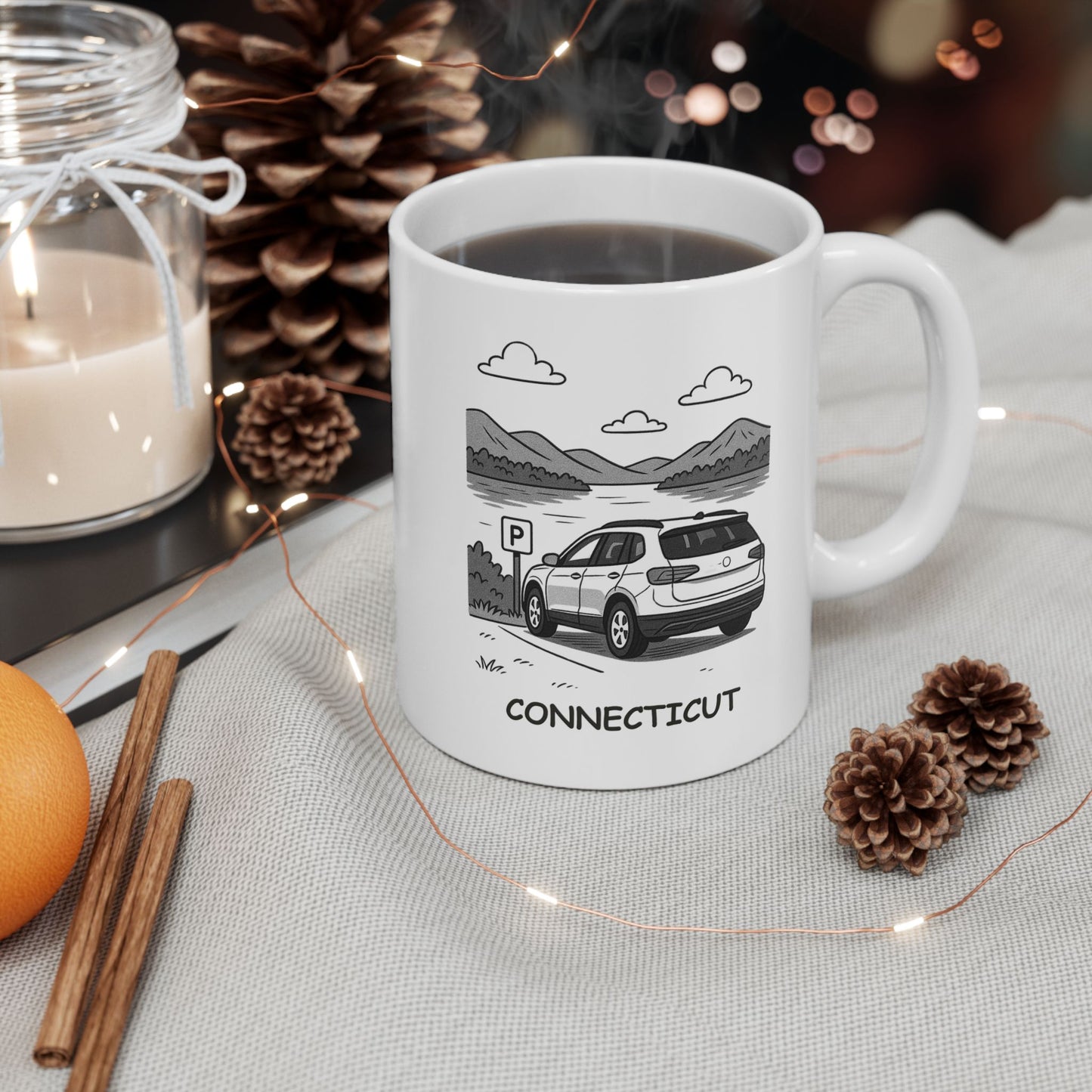 "In Connecticut, the best views are usually right after you finally find parking." Ceramic Mug - 13872