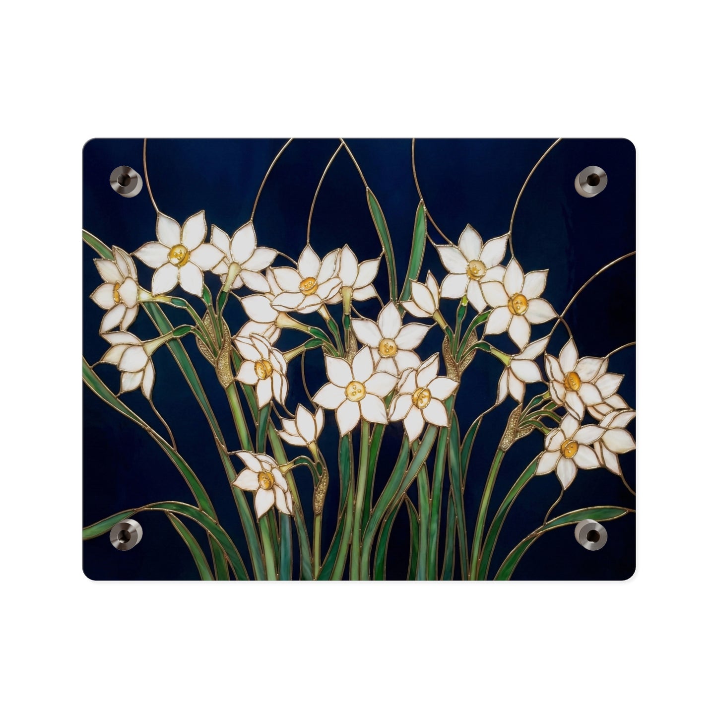 Whitepaper Narcissus Acrylic Wall Art Panel — (Floral Modern Decorative Plaque) - 14598