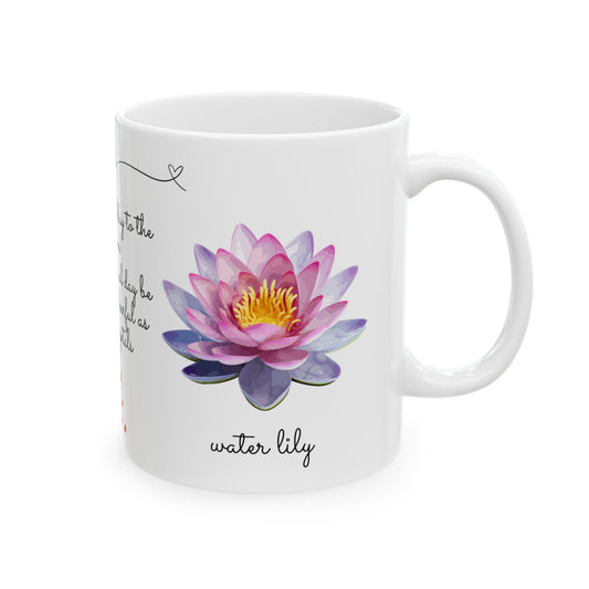 Happy Birthday, July Birth Flowers, Customizable - Ceramic Mug (11oz, 15oz) - 10155