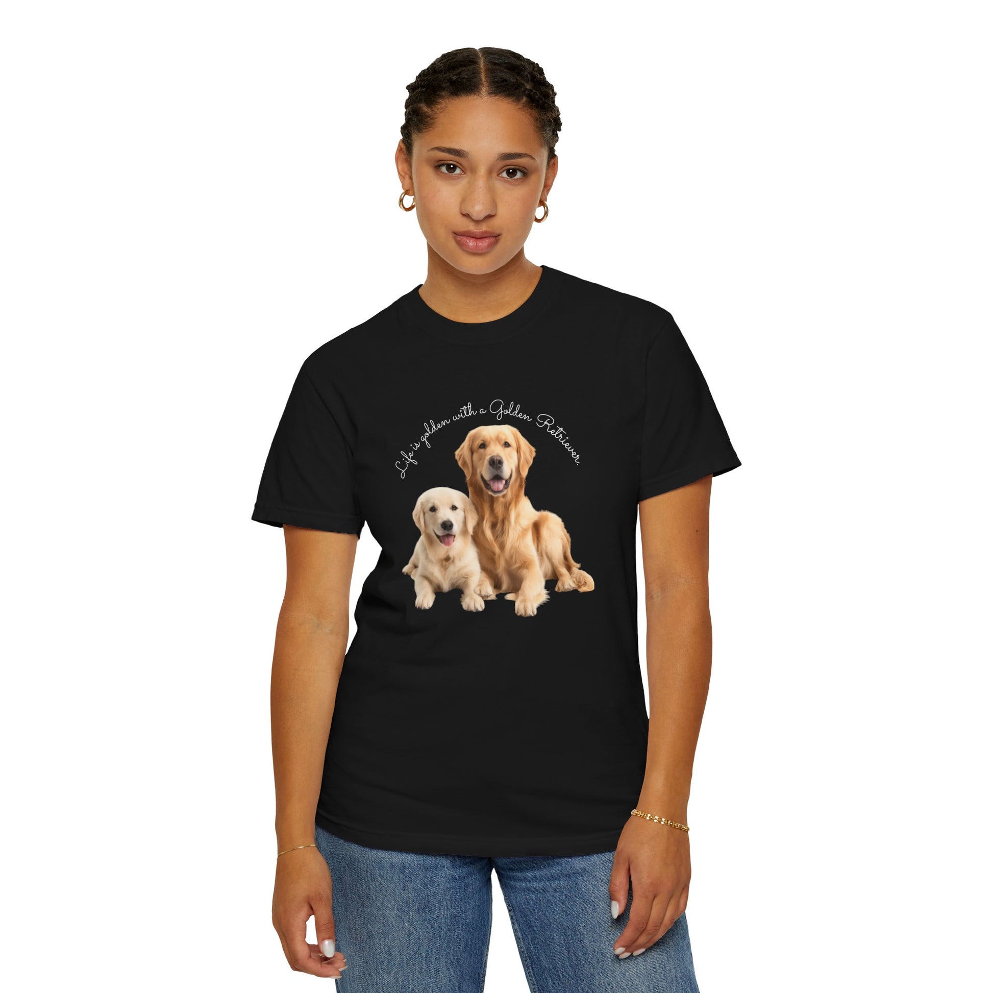 Life is golden with a Golden Retriever - Unisex Garment-Dyed T-shirt