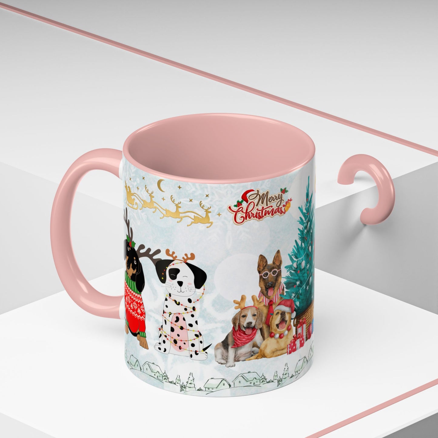 Merry Christmas Dogs - Accent Coffee Mug (11, 15oz)