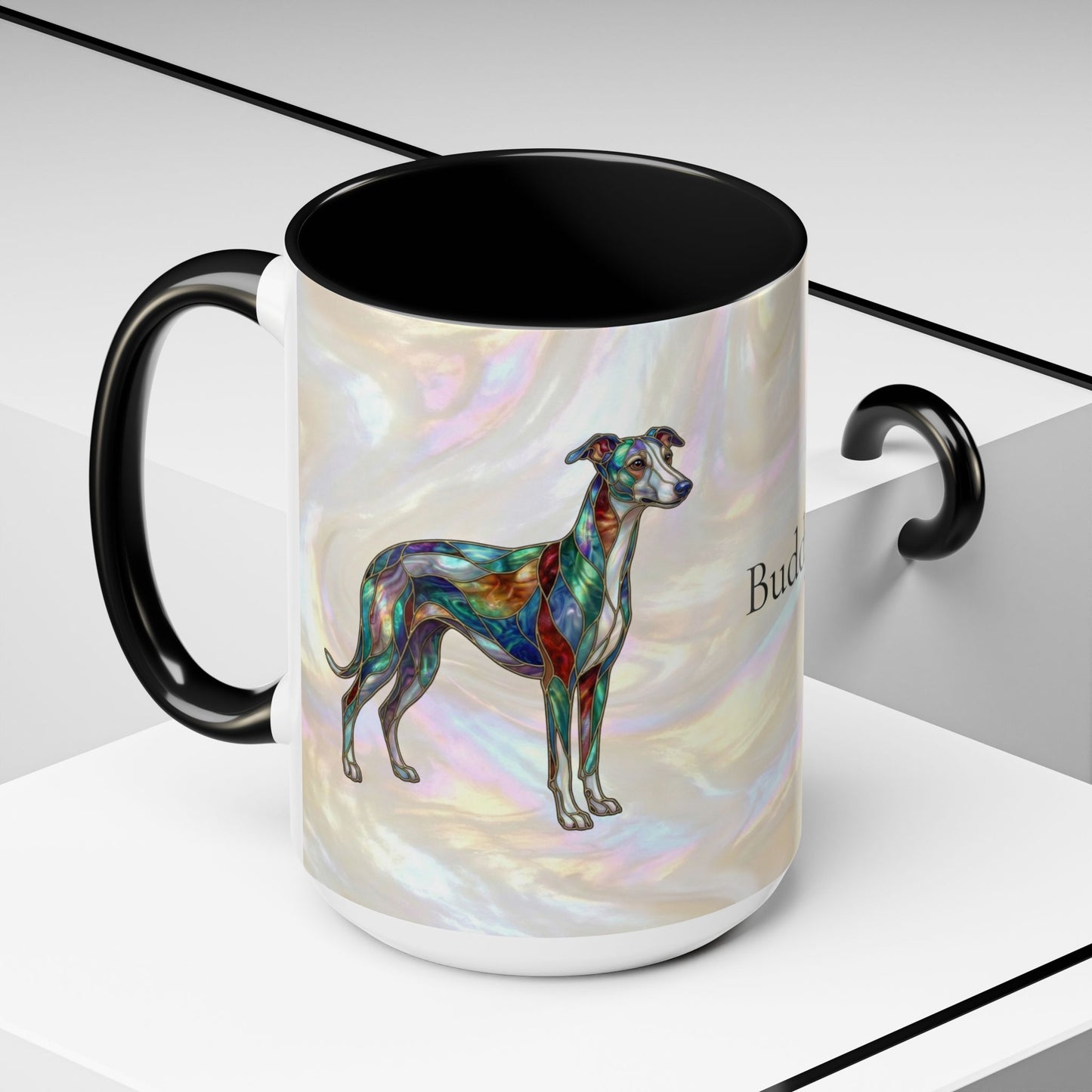 Whippet Accent Coffee Mug – Stained Glass Design 11/15oz - 14652