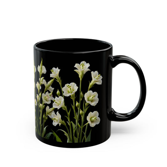 White Flowers - Black Mug (11oz, 15oz) - 10402