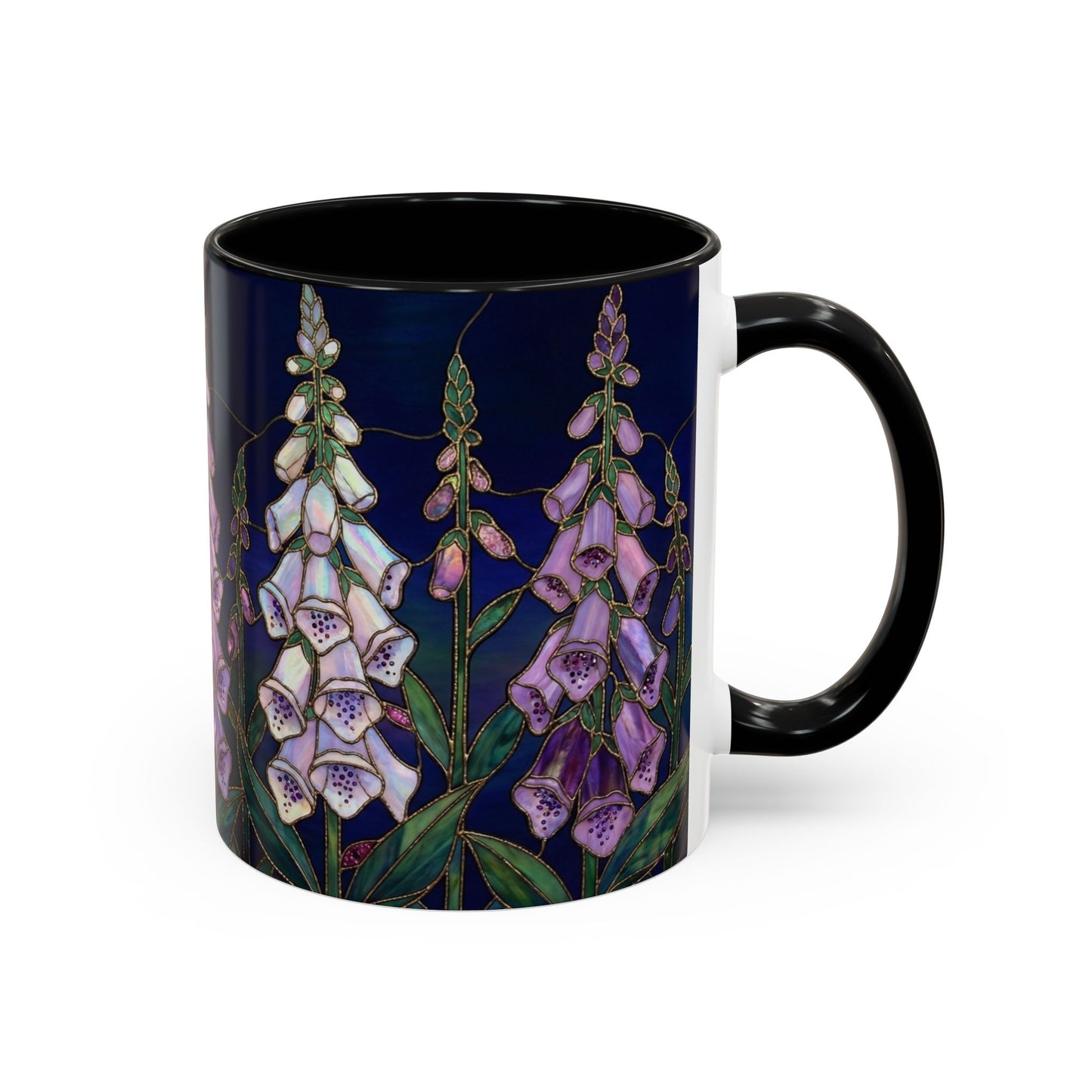 Foxglove Floral Coffee Mug — Stained Glass Design (11/15oz) - 14565
