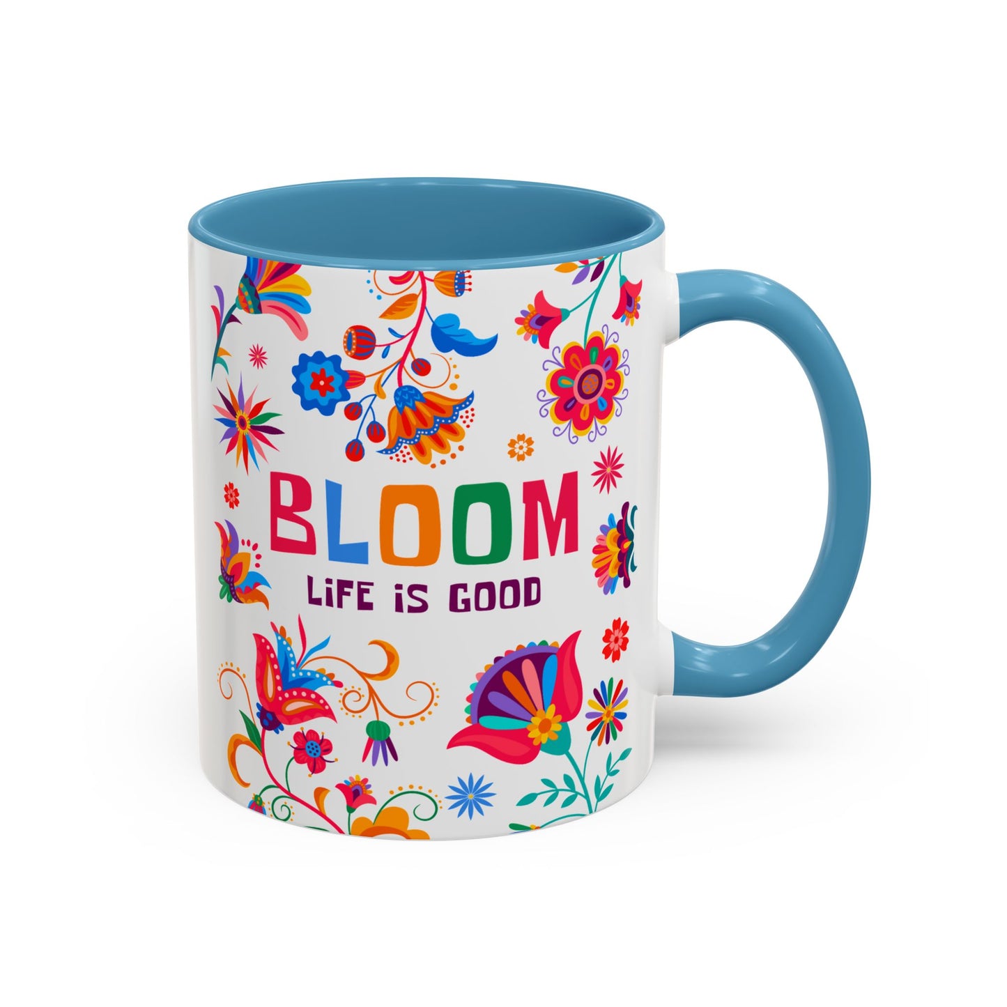 Colorful Floral Accent Coffee Mug - Bloom Life is Good - 14082