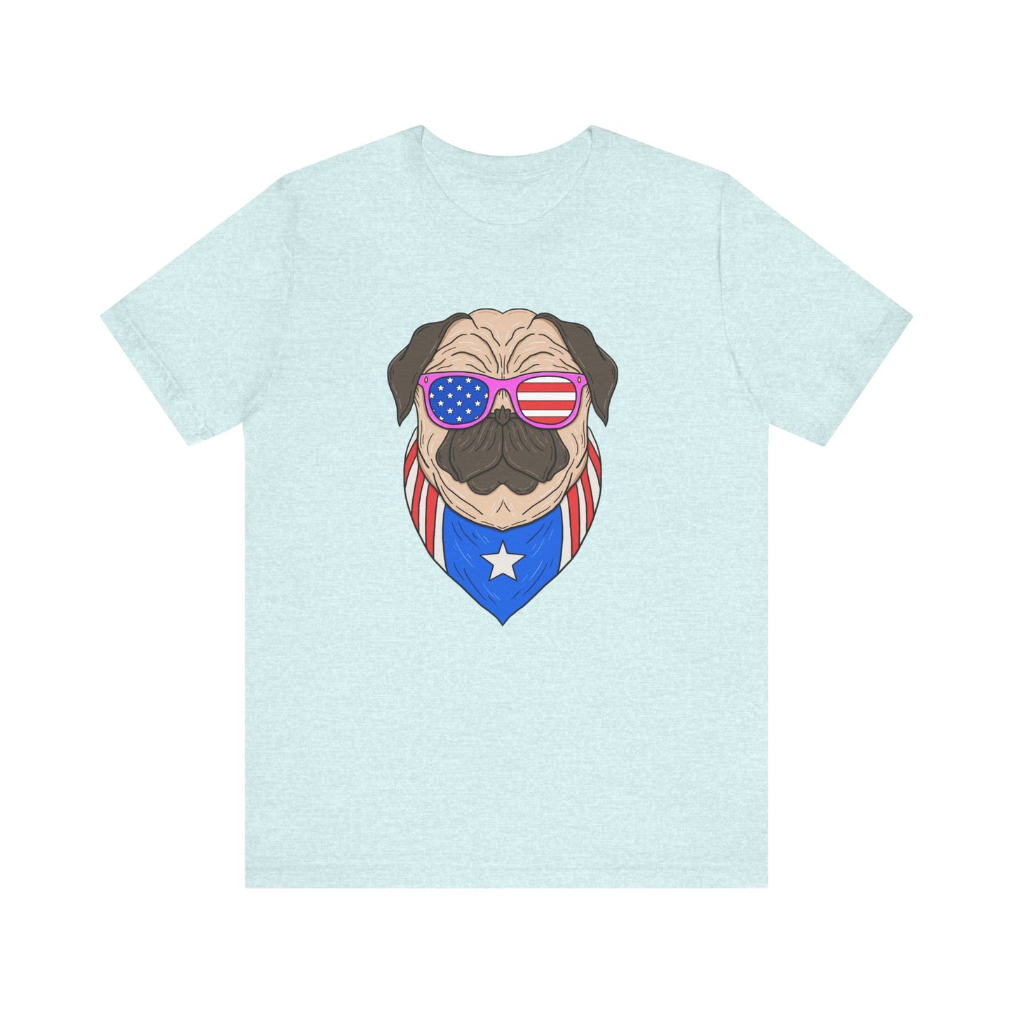 Patriotic Pug Tee, Independence Day T-Shirt, Dog Lovers Gift, Summer Casual Wear, Fun Family Outing Shirt - 13733