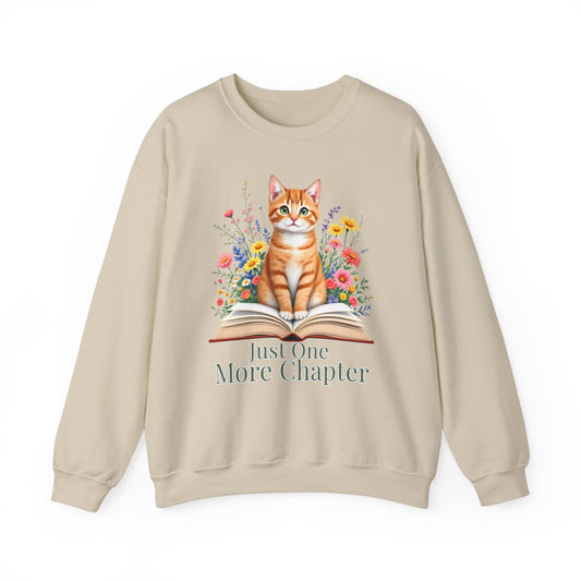 Just One More Chapter Cat Crewneck Sweatshirt – Cozy Book Lover Gift - 14813
