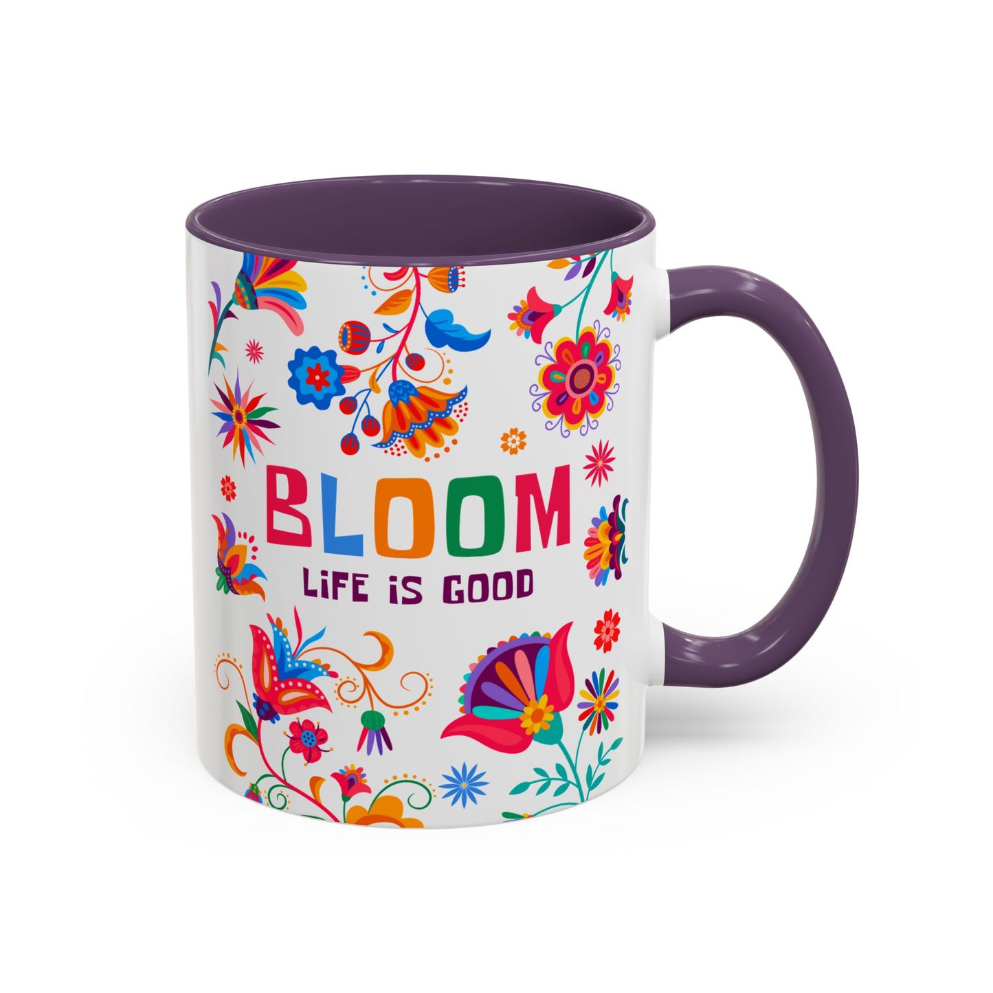 Colorful Floral Accent Coffee Mug - Bloom Life is Good - 14082