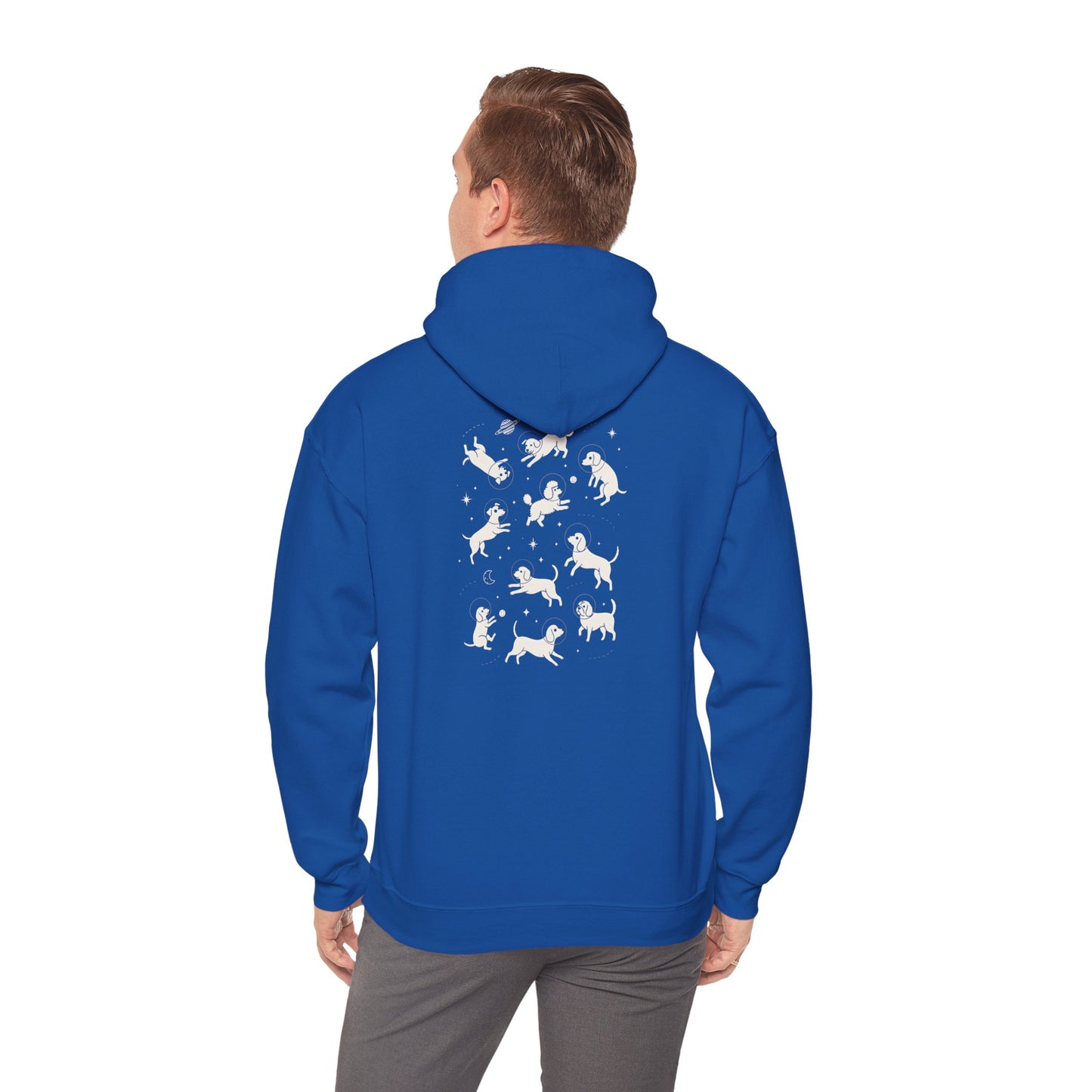 Dog in Space Hoodie – Space Puppy Graphic Hooded Sweatshirt, Unisex Heavy Blend™ - 14679