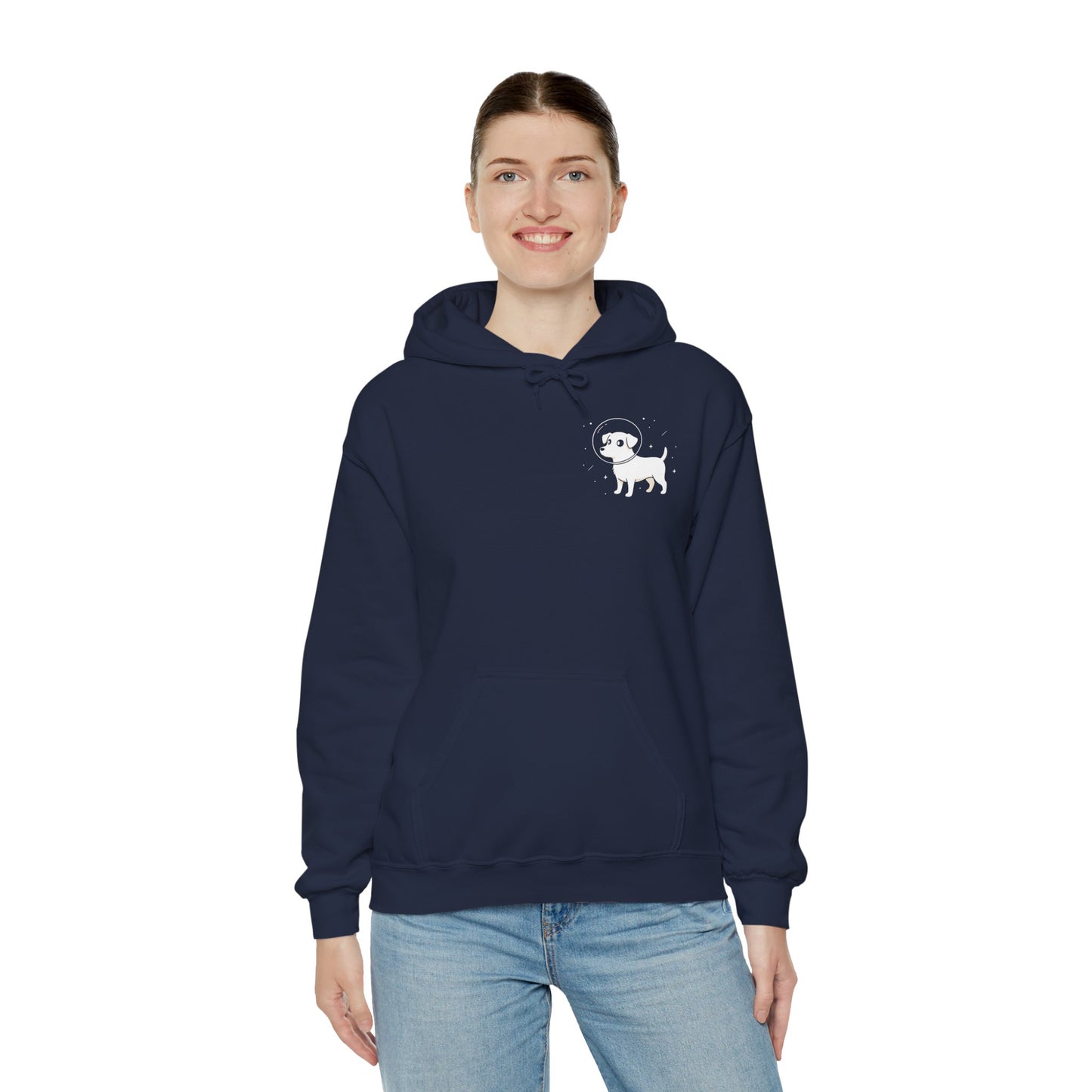 Dog in Space Hoodie – Space Puppy Graphic Hooded Sweatshirt, Unisex Heavy Blend™ - 14679