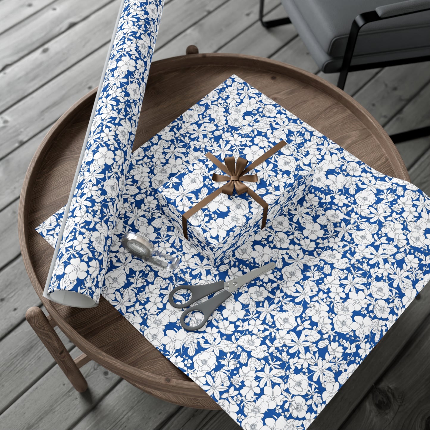 Vintage Blue, White Flowers - Gift Wrap Papers - 10255