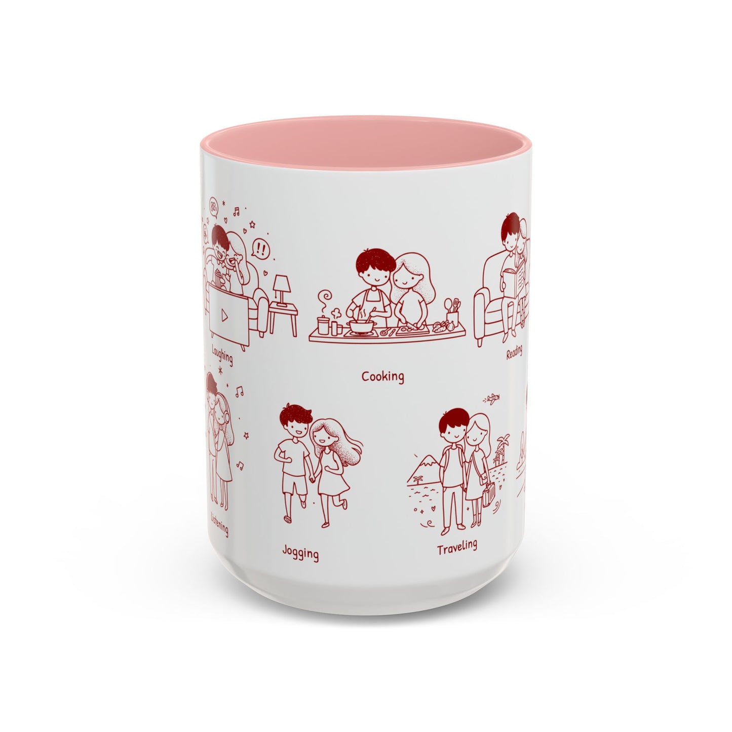 Our Favorite Things to Do Valentine’s Mug – Cozy Couples Illustrated Accent Coffee Mug - 14706
