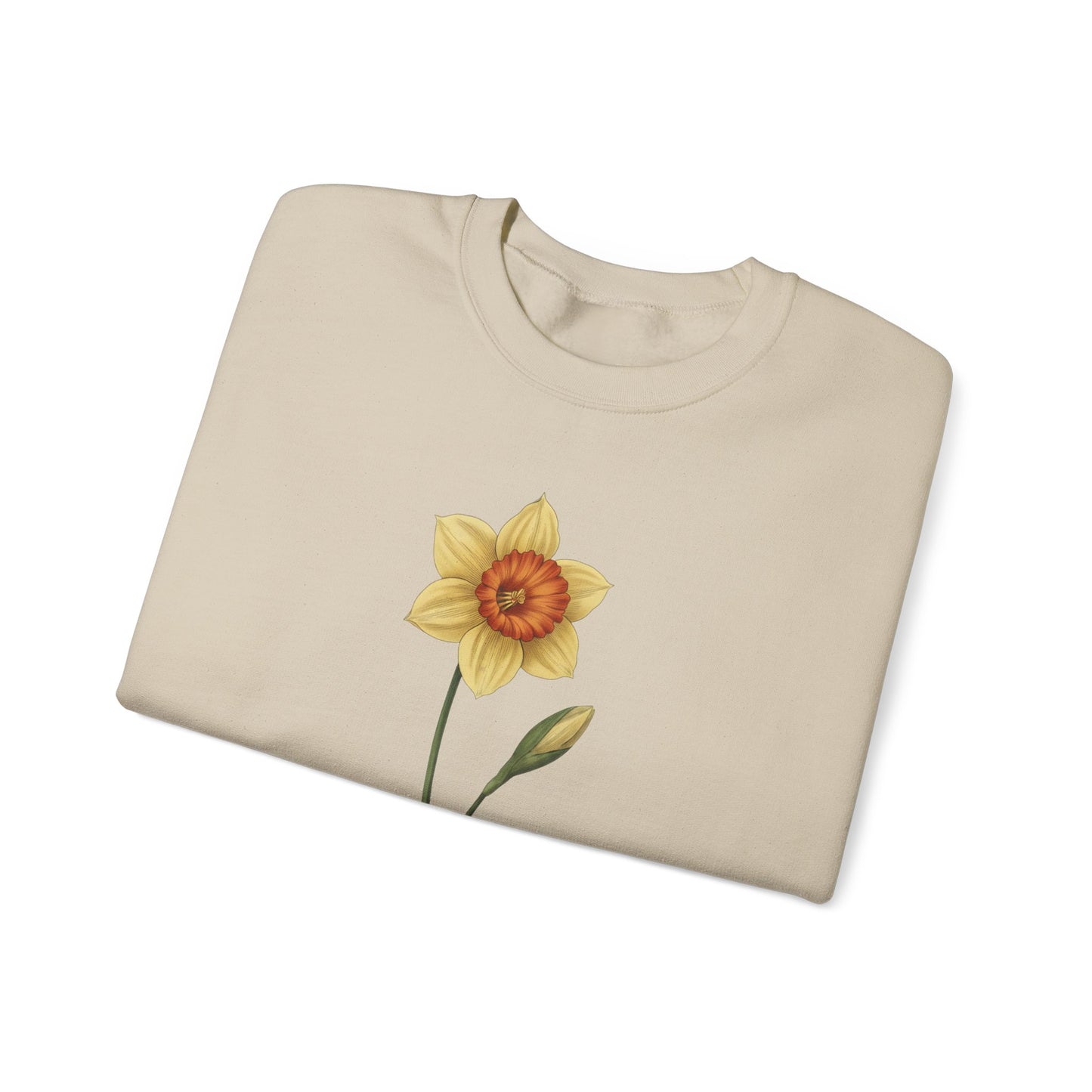 March Birth Flower Daffodil Crewneck Sweatshirt – Floral Birthday Gift Pullover - 14822