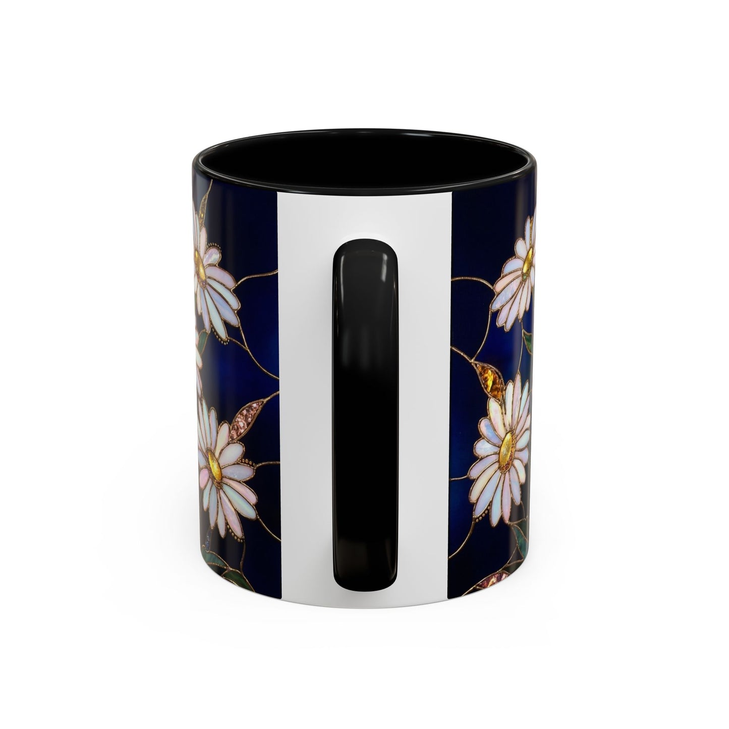 Daisy Floral Accent Coffee Mug — Stained Glass Design (11/15oz) - 14563