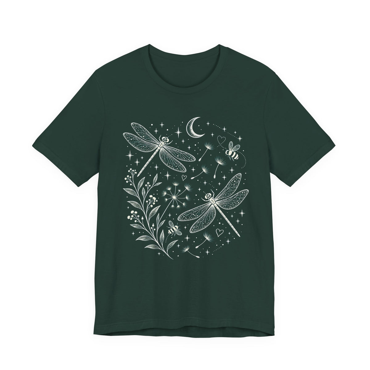 Dragonfly Moon T-Shirt, Whimsical Celestial Nature Tee - 14518