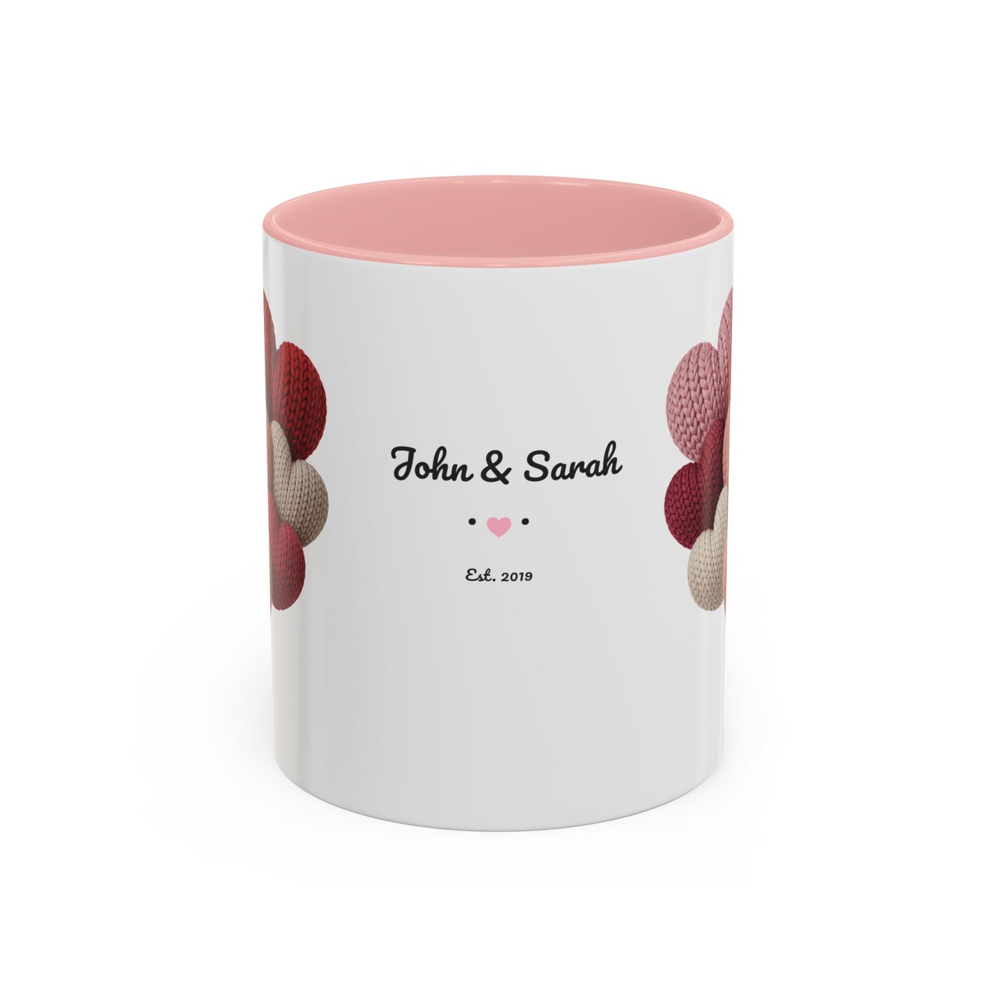 Valentine’s Hearts Personalized Mug — Custom Names & Established Date (11oz / 15oz) - 14745
