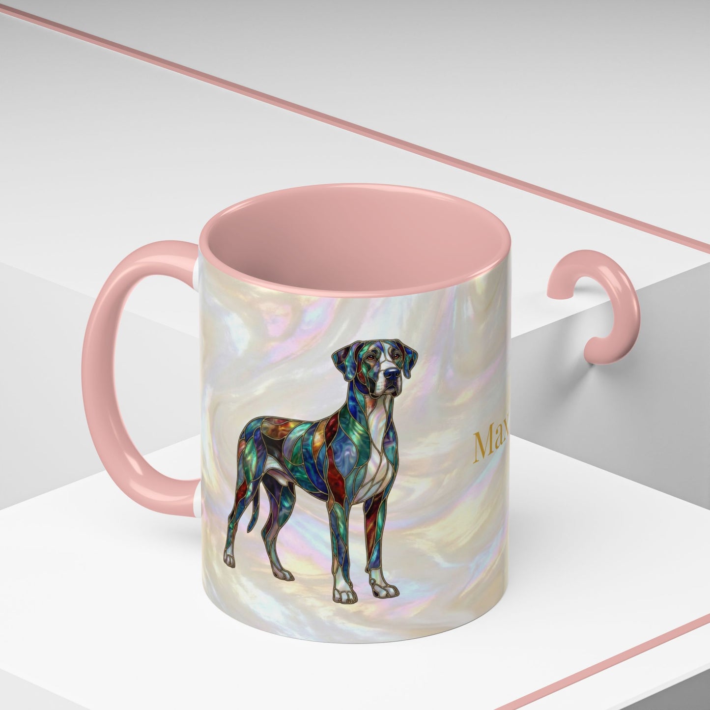 Personalized Great Dane Dog Mug — Stained Glass Design (11/15 oz) - 14550